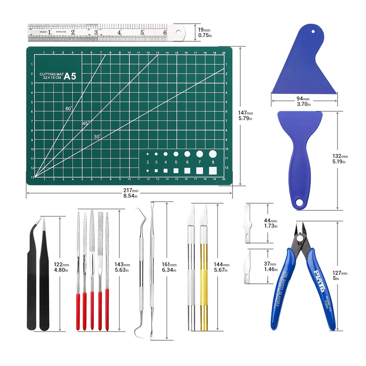 Kit Modellistica di Base, 26 Pezzi kit modellismo, attrezzi modellismo, Set di strumenti professionali per la realizzazione di modelli in scala, inclusi gli strumenti di base per il modellismo