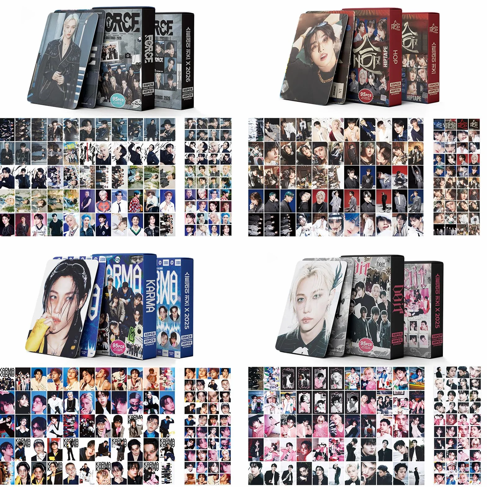 380 Pezzi SK 5 Stelle Album Set di Adesivi per Fotocarte,Carte da Collezione SK K-Pop,SK Lomo Karten,Includere 220 SK Album Fotocard e 160 SK Photo Sticker Set Regalo per Kpop Fans Merchandise