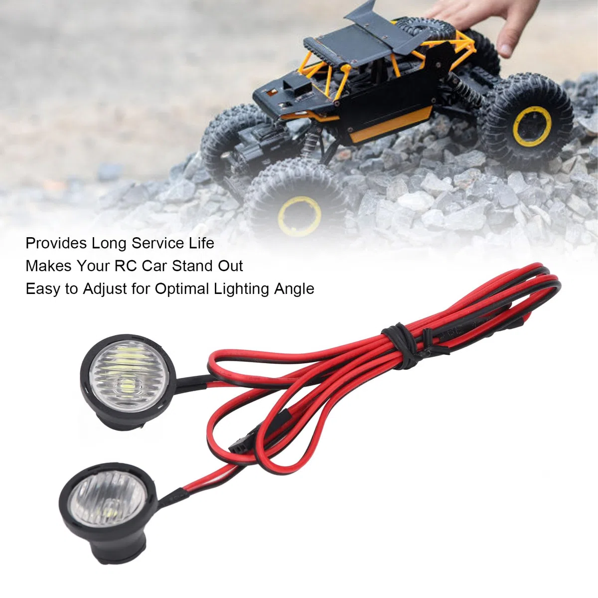 RC Auto LED Lights Spotlight RC, Spotlight Front Light Front Lumpness RC a 2 LED, fari LED Light Accessorio di sostituzione per 1:10 RC Crawler (Luce bianca)