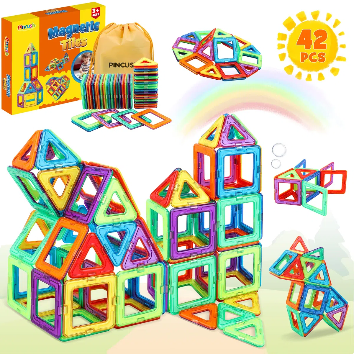 Costruzioni Magnetiche Bambini,Blocchi Costruzioni Magnetici Giochi Bambina di 3 4 5 6 7 anni Ragazzi e Ragazz Educativi Giocattoli Bambino Calamite Montessori Regalo STEMS