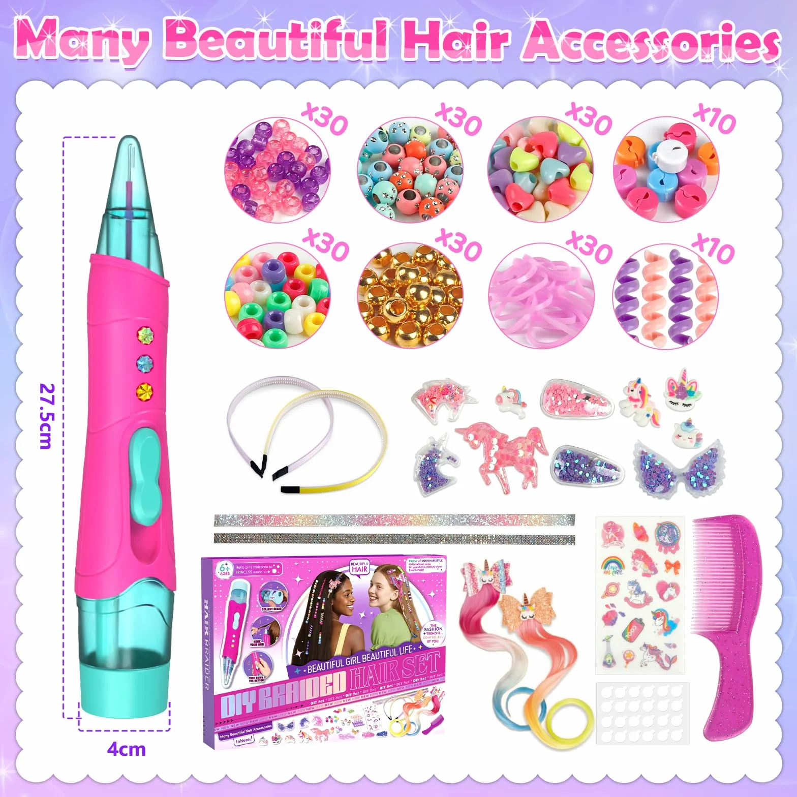 Hzitcigm Regali Bambine 5 6 7 8 9 10 11 12 Anni : Accessori per Capelli Giocattoli Bambina, Lavoretti Creativi per Bambin, Set fai da te per trecce da, Unicorno Regalo di Compleanno Natale per Ragazze