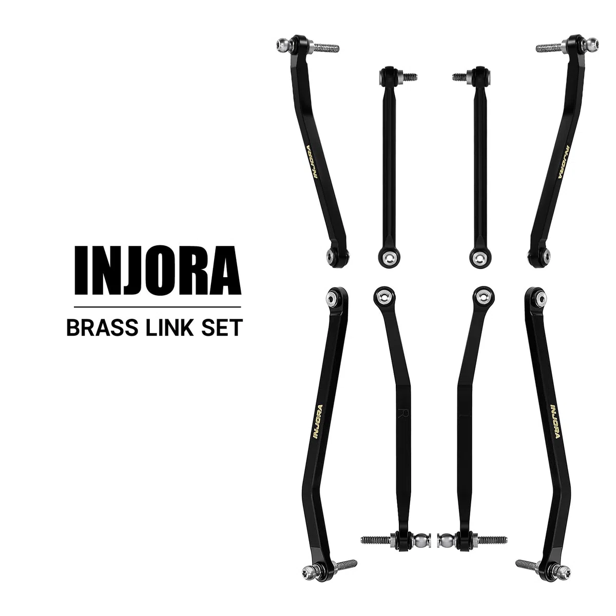 INJORA Collegamenti Telaio Alte Sfalde in Ottone con Rivestimento Nero per 1/30 Axial SCX30