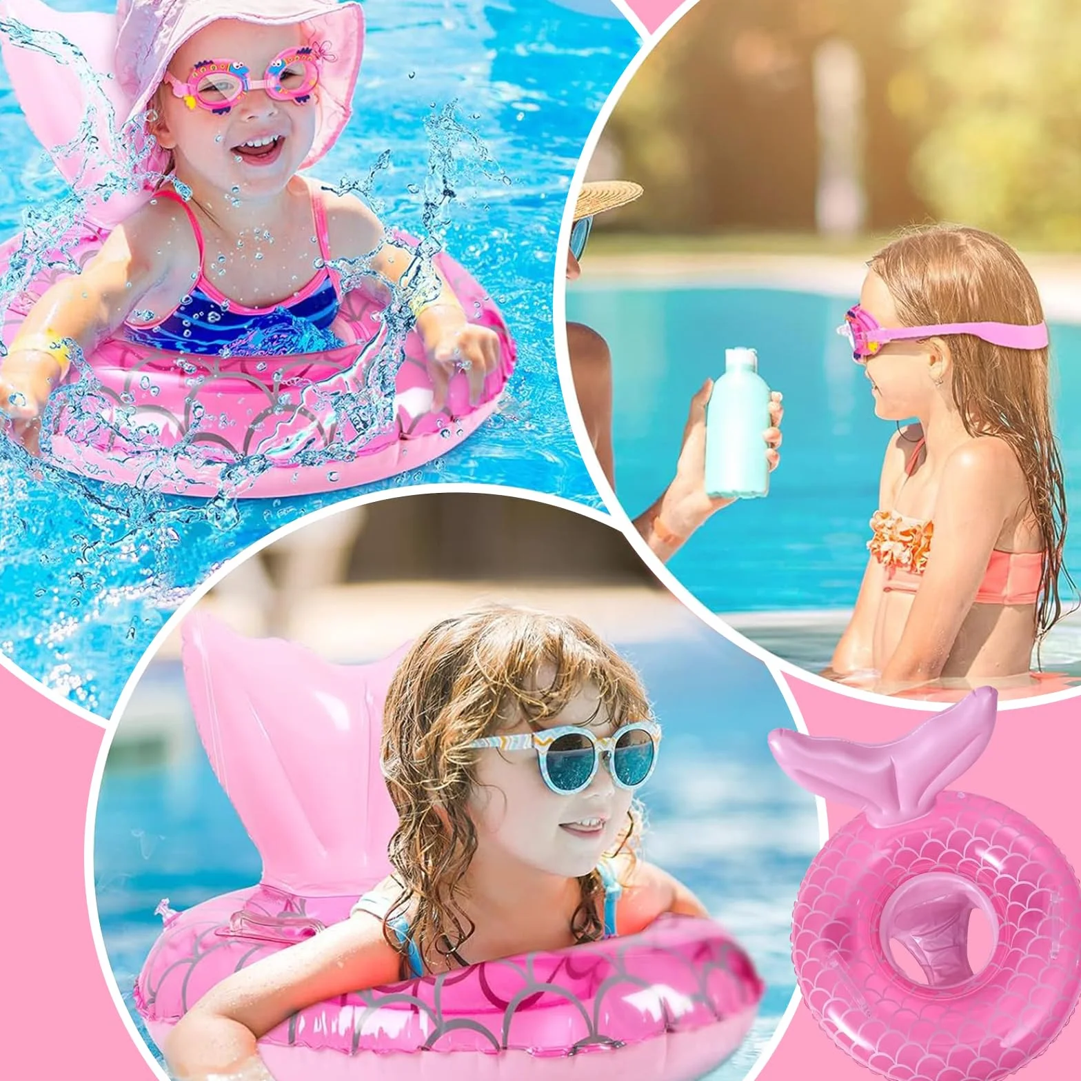 Salvagente Neonato per bambine,1-3 anni, anello gonfiabile per il nuoto del bambino, galleggiante per piscina con sedile e maniglia, anello gonfiabile per nuotare in piscina, ciambella neonato bambini