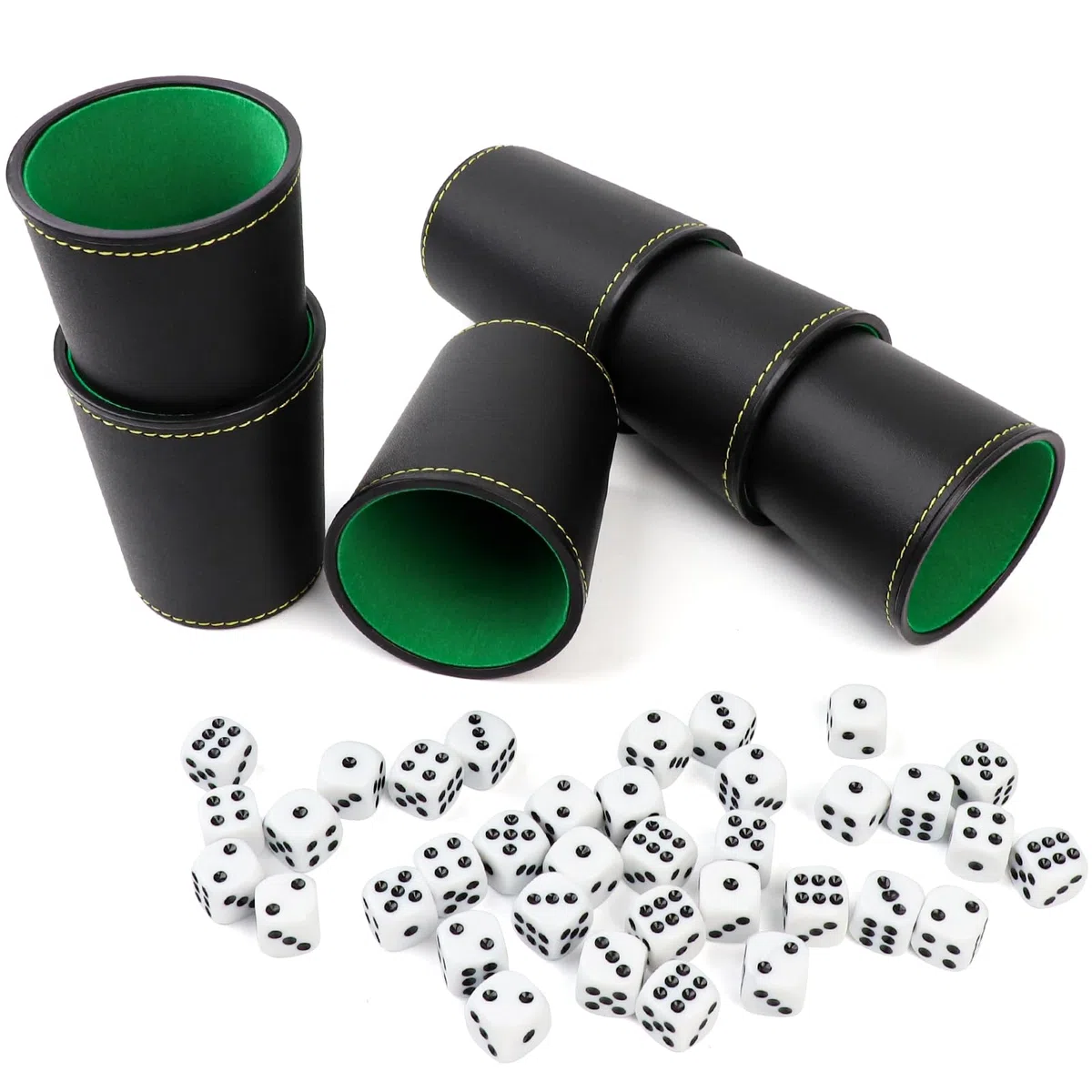 6 Pezzi Set di Tazze per Dadi, Coppetta per Dadi in Pelle Set con Dadi a 36, Insonorizzata