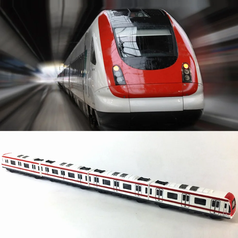 Train Modello, 4pcs giocattolo Car Set lega Ferroviario Treno della metropolitana Modello, 1/64 Scala lega Metropolitana / Model Car ToysPlay, Rosso Bianco