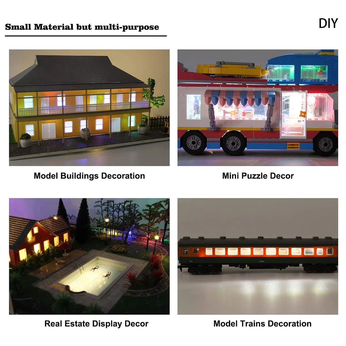 Evemodel DD01WM 10 pezzi Striscia LED bianca pre-cavi autoadesiva flessibile 12V ~ 18V 3528 SMD LED