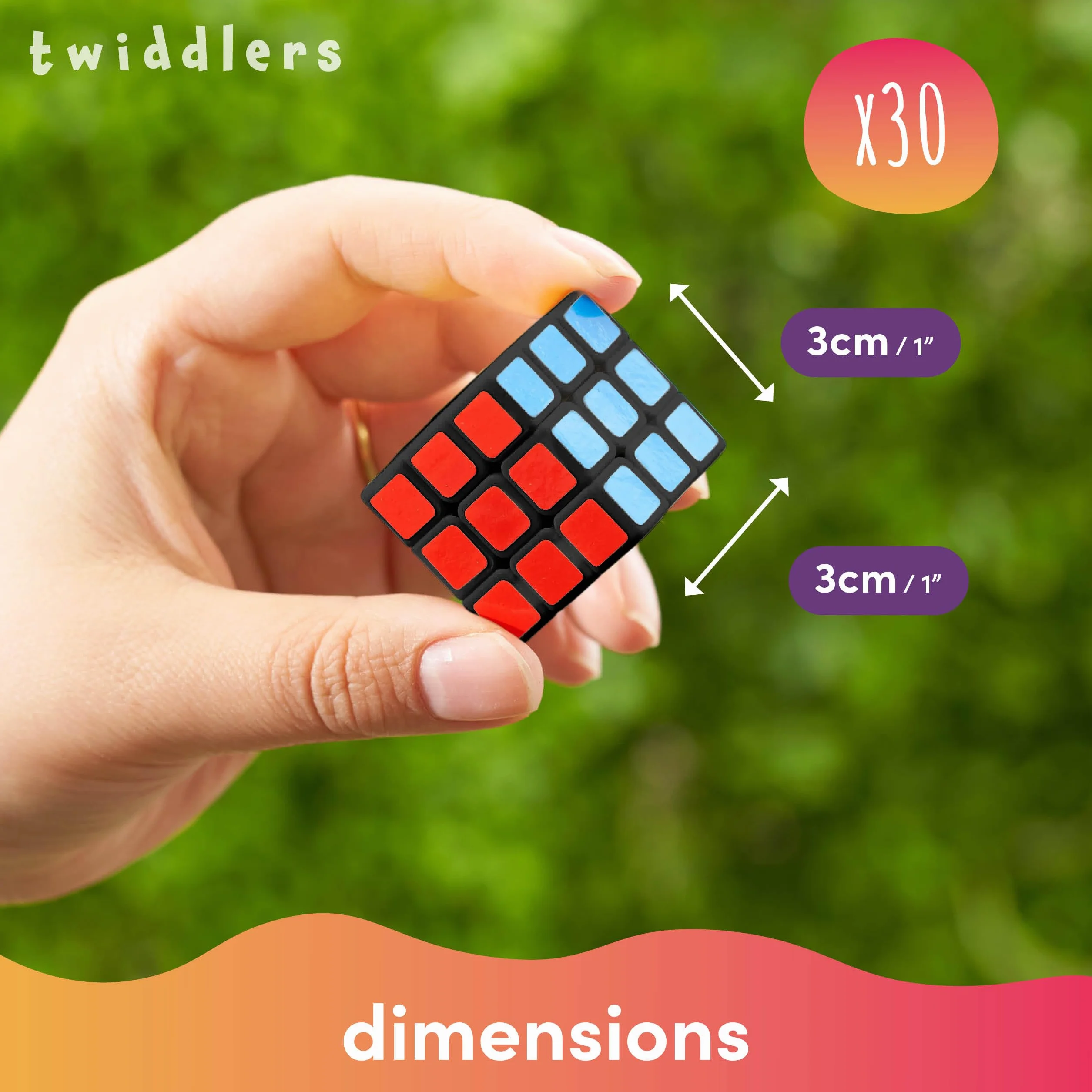 THE TWIDDLERS - 30 Puzzle Cubo Fidget Toys, 3x3 - Cubo di Velocità, Perfetti come mini giochi per bambini per riempire i sacchetti delle feste, rompicapo Multipack Premi per la classe - 3cm