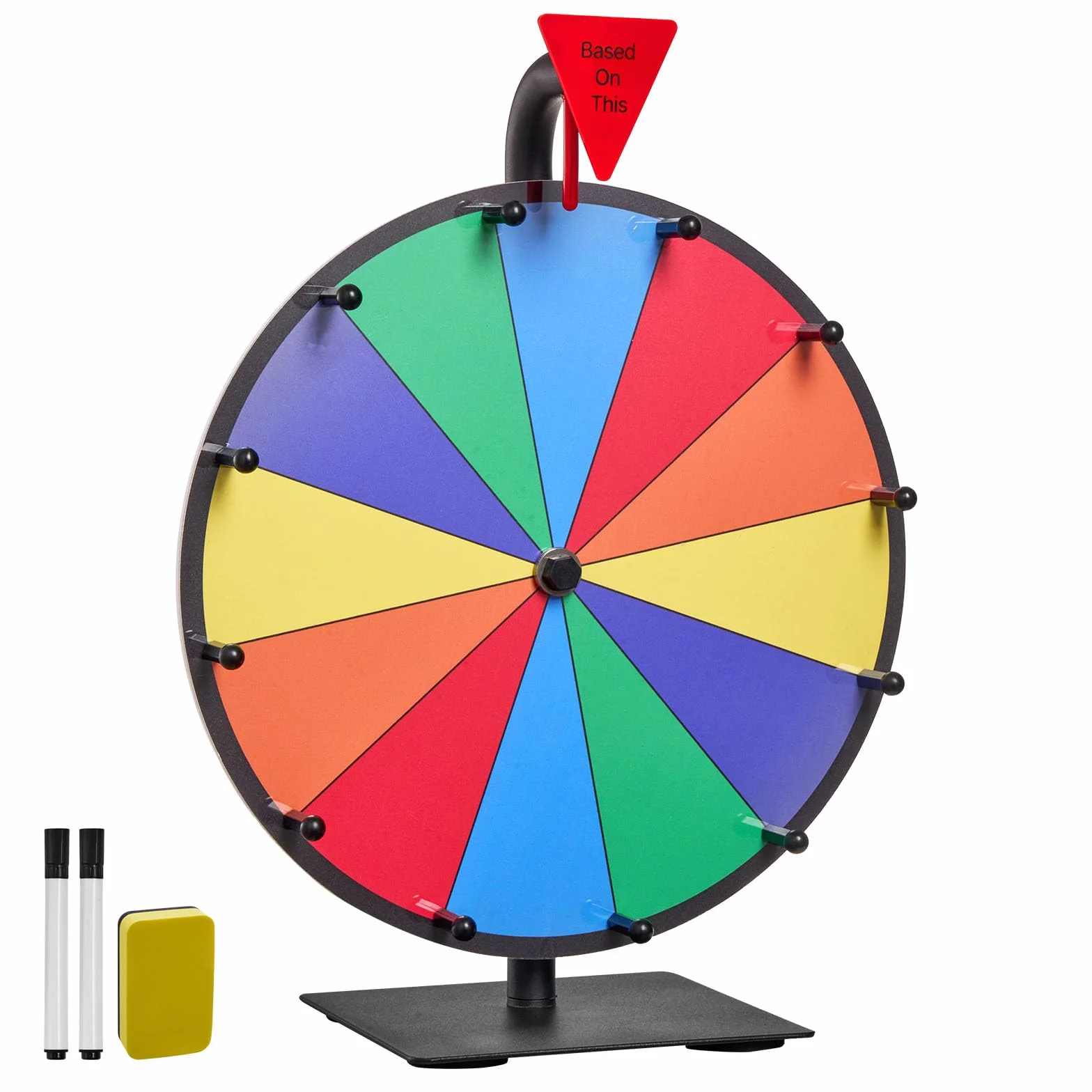 VEVOR Ruota dei Premi Girevole 305 mm, Roulette da Tavolo 12 Slot Win Fortune con Pennarello Cancellabile