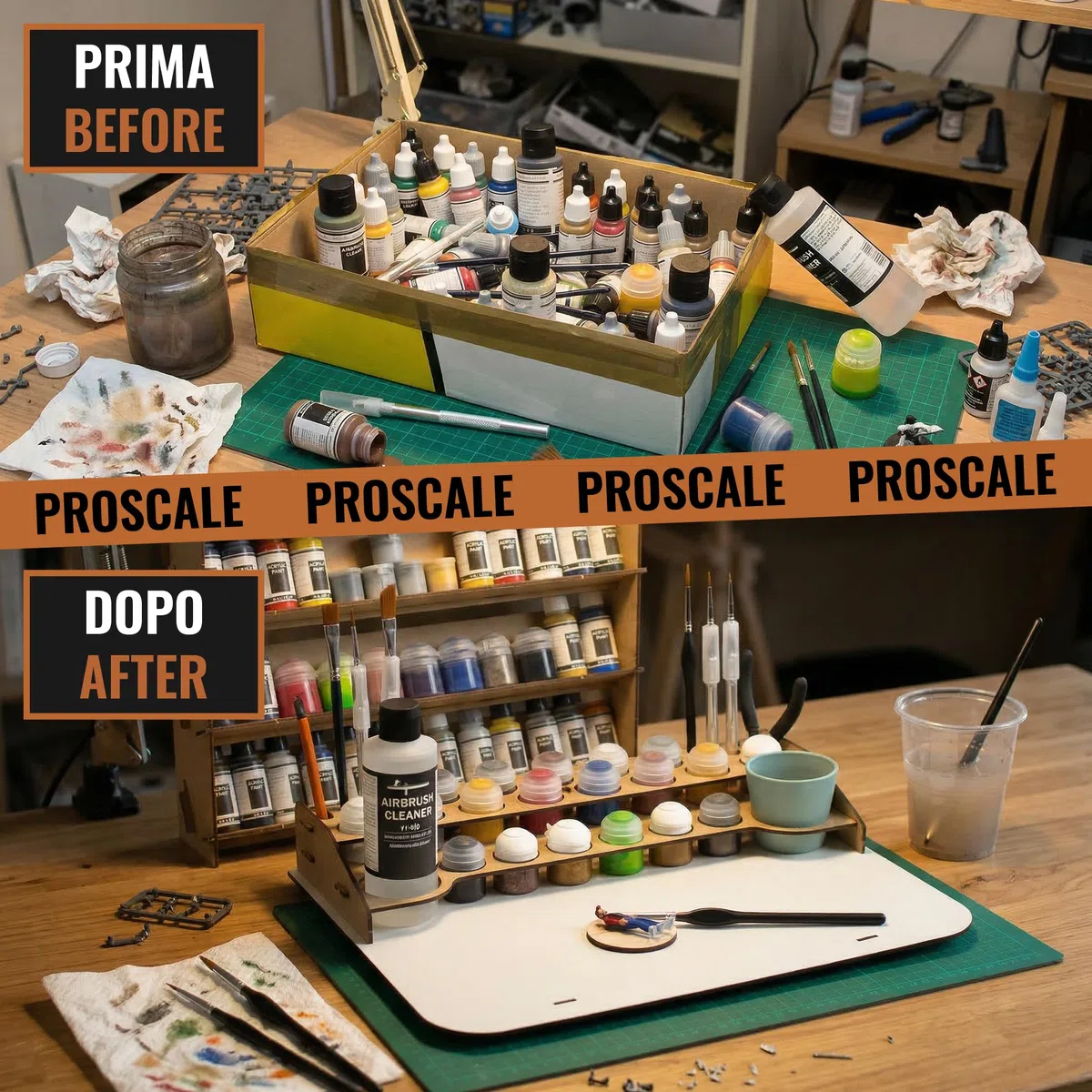 PROSCALE Paint station postazione lavoro modellismo. Porta colori acrilici per modellismo Postazione pittura per bottiglie colori citadel per miniature modellismo warhammer (Tabella B)