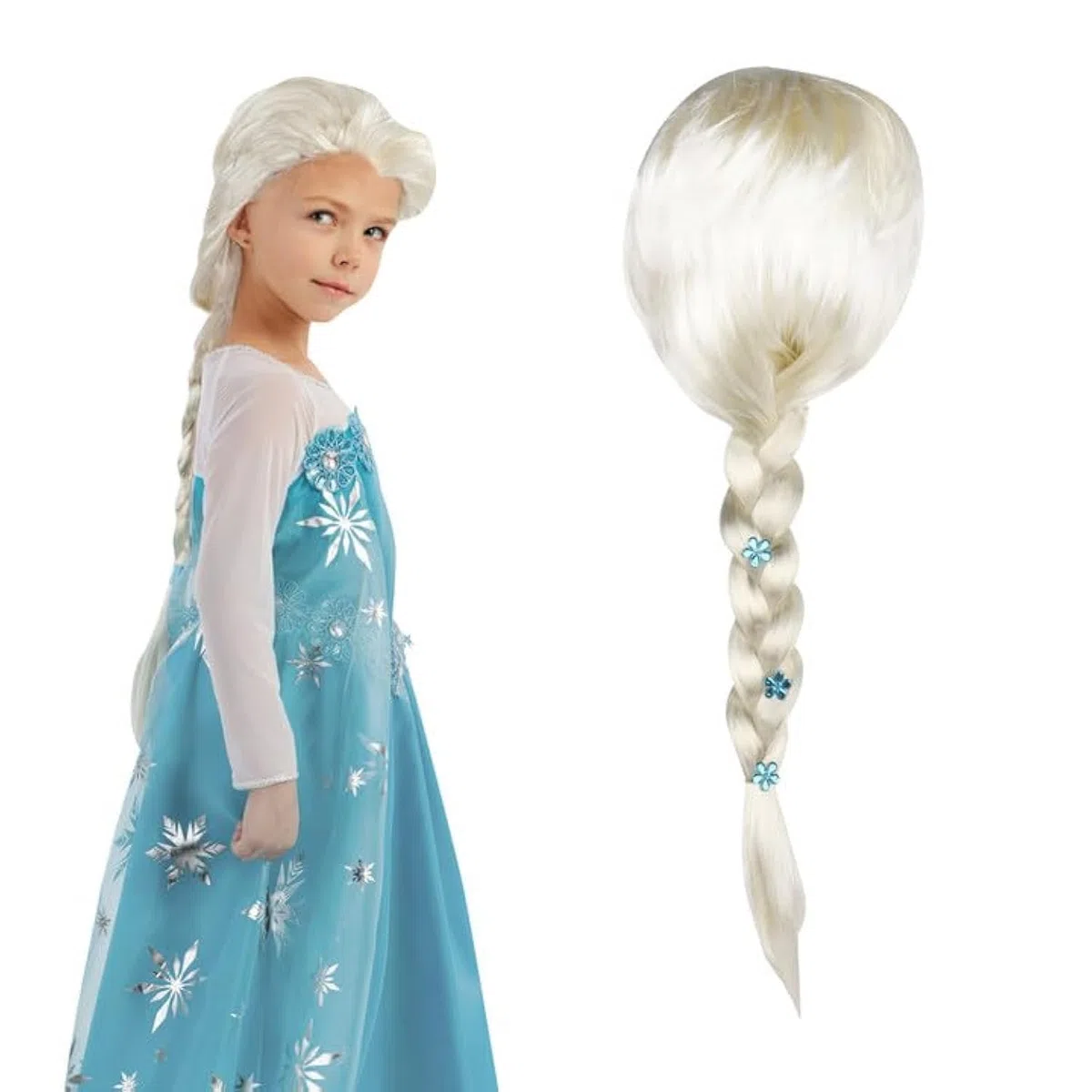 Parrucca Elsa, Parrucche di Elsa, Parrucca Rapunzel Bambina, Principessa ParruccaBionda, PrincipessaParrucca Treccia per Bambini Cosplay Parruccas per Halloween Carnevale Idea Regalo