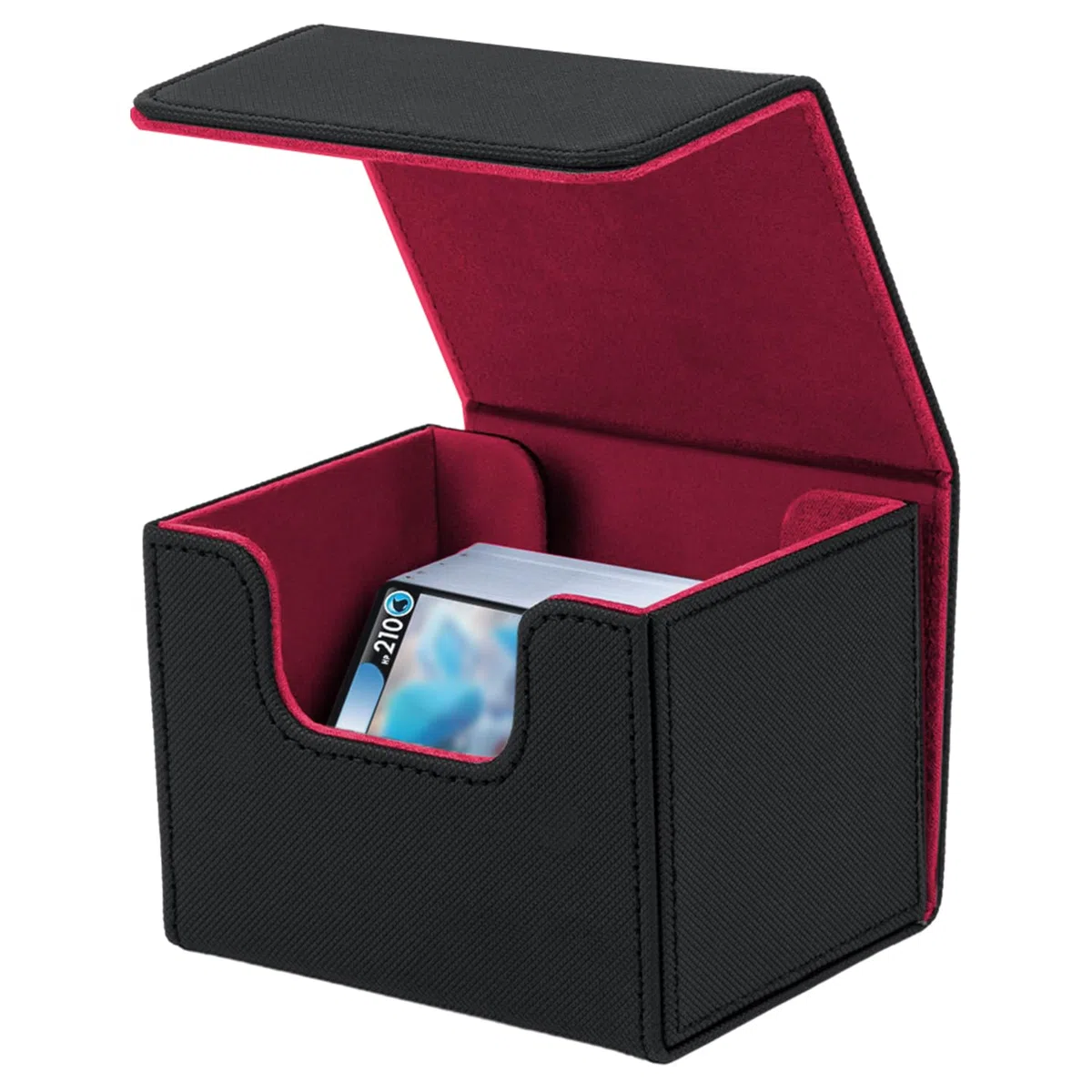 Mcbazel Deck Box Porta Mazzo per MTG Deck Box, Porta Carte Magic, Scatola Porta Carte di per 100+ Carte a Manica Singola, Porta Carte Magic Commander TCG, Custodia in Pelle PU - Nero/Rosso
