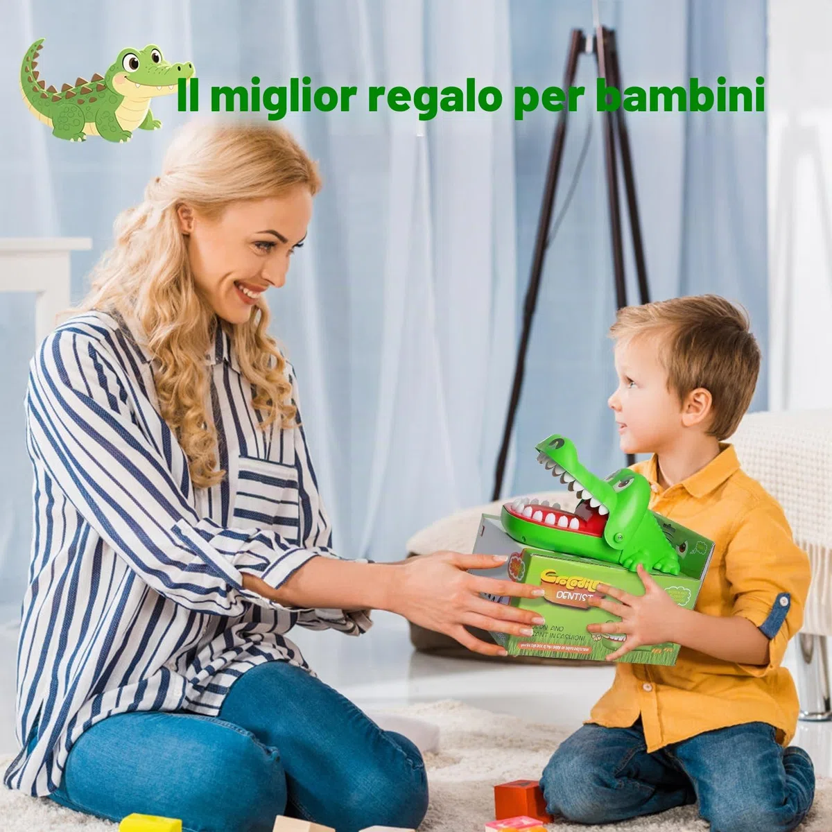 Gioco del Coccodrillo Croco Doc Giocattolo Coccodrillo Denti, Azione e Abilità per di Famiglia, Metti alla Prova la Tua Fortuna, per Bambini, per Feste (L)