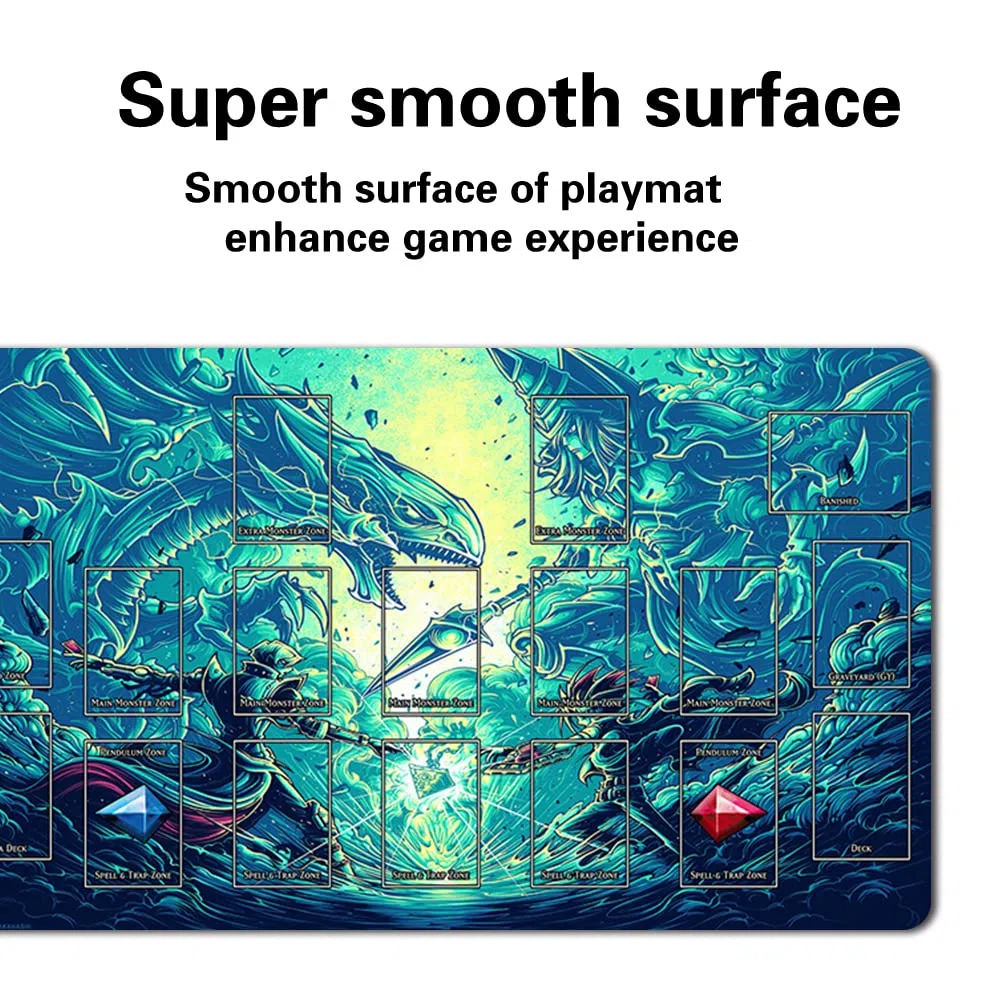 Tappetino da gioco da tavolo TCG + sacchetto senza regalo + con zone di carte, tappetino per tavolo da gioco di carte YGO, dimensioni 60 x 35 cm, tappetino per mouse compatibile con carte