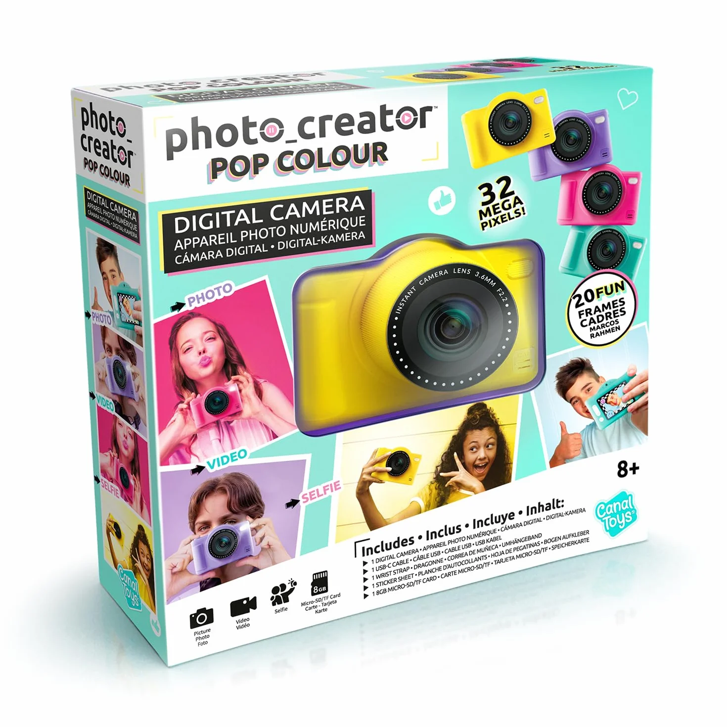 Canal Toys - Photo Creator -Appareil Photo Numérique Pop Couleur Jaune- Avec carte SD 32Go incluse