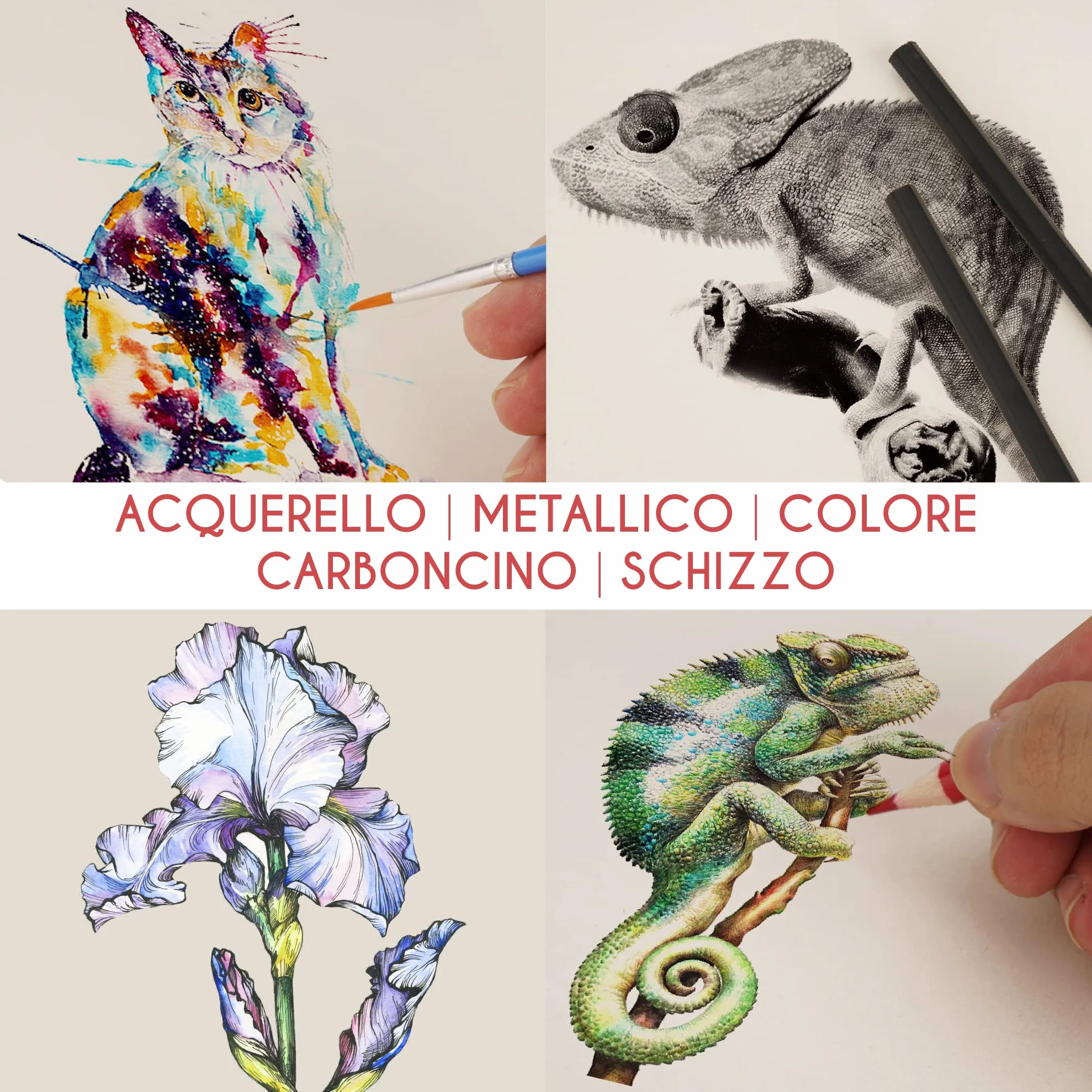 Zenacolor Kit Disegno Completo 74 Pezzi Album da Disegno Astuccio Portatile per Bambini e Adulti