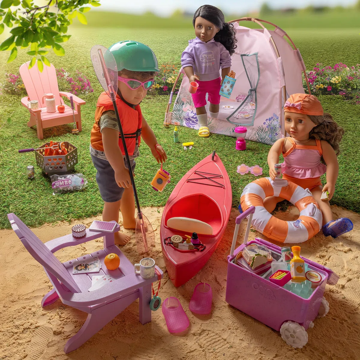 Our Generation - Notti in Campeggio - Playset Tenda per Bambole - Giocattolo da Campeggio - Accessori per Bambole da 46 cm - Gioco di finzione - Bambini dai 3 Anni in su