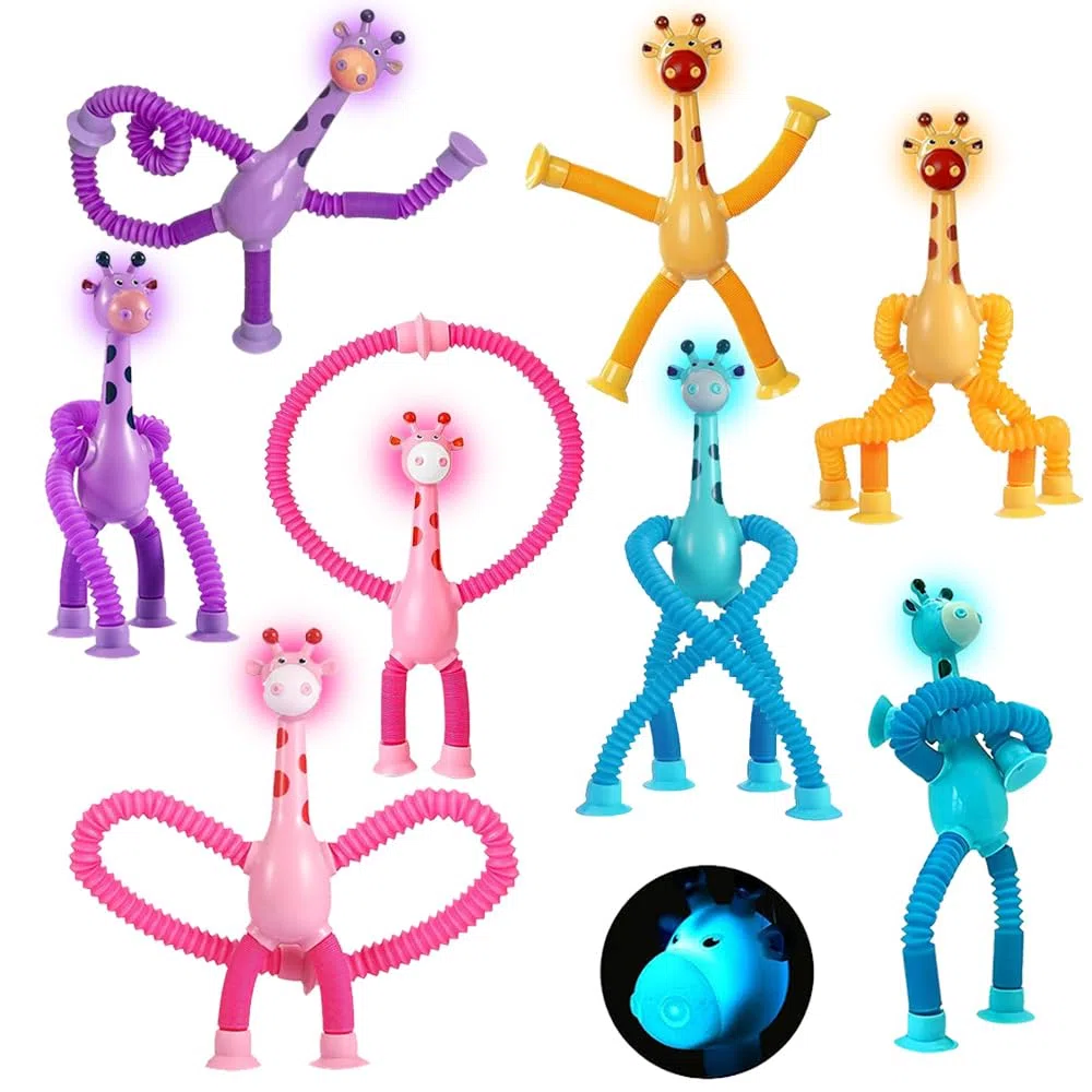 Giraffa Ventosa, 8 Pezzi Telescopio Ventosa Giraffa, Giraffa e Compleanno Decorazione da Tavolo (Luce)