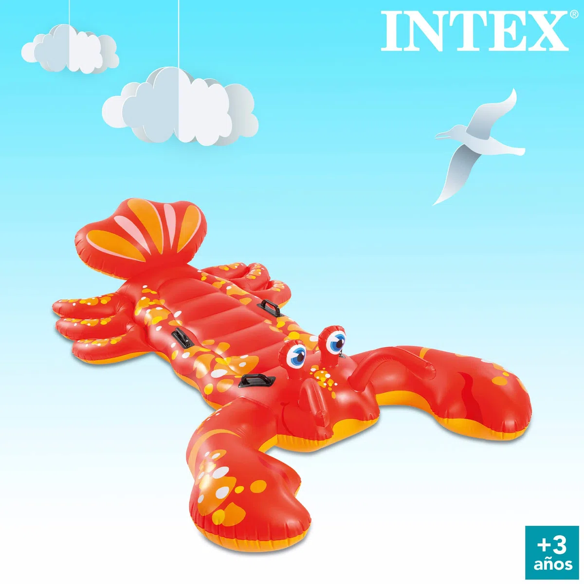 Intex 57528NP - Cavalcabile Gonfiabile Mare Aragosta, Vinile, Rosso, 213x137 cm