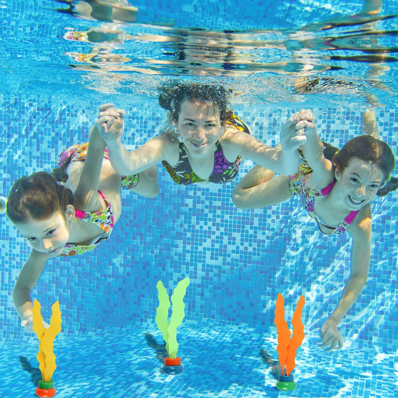 Set di 11 giocattoli subacquei subacquei per bambini dai 4 ai 12, anello sommergibile per alghe, giocattolo per acqua, set estivo per feste in piscina, regalo per ragazzi e ragazze