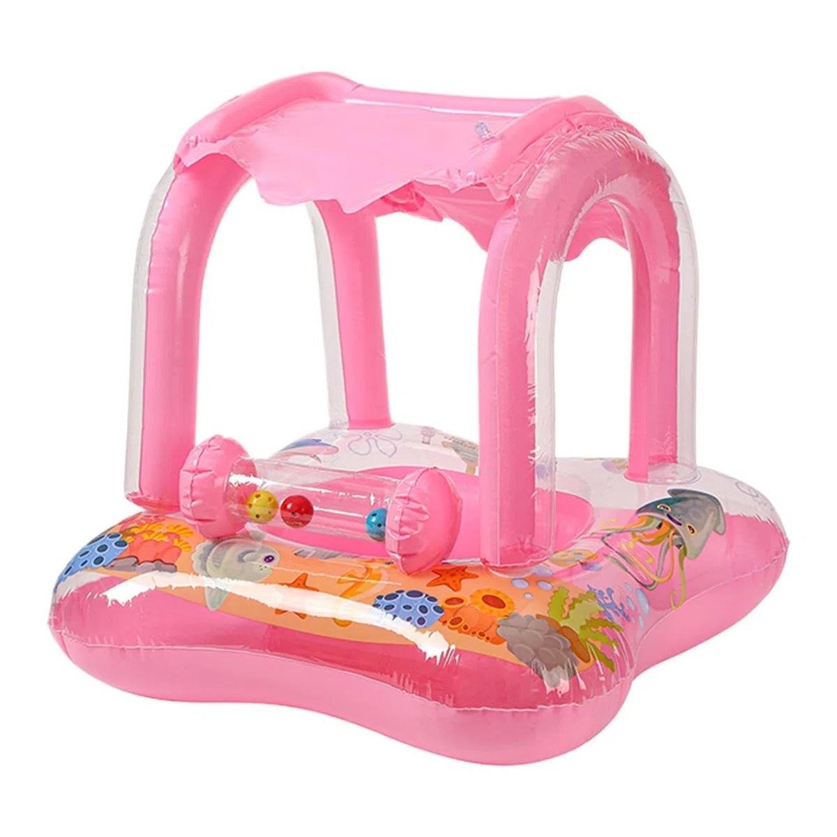 Galleggiante per piscina con tettuccio di protezione solare, aiuto gonfiabile per bambini, portatile, stile cartone animato, galleggianti d'acqua XBeach, Lago e | Anello da nuoto UV Toddlersc