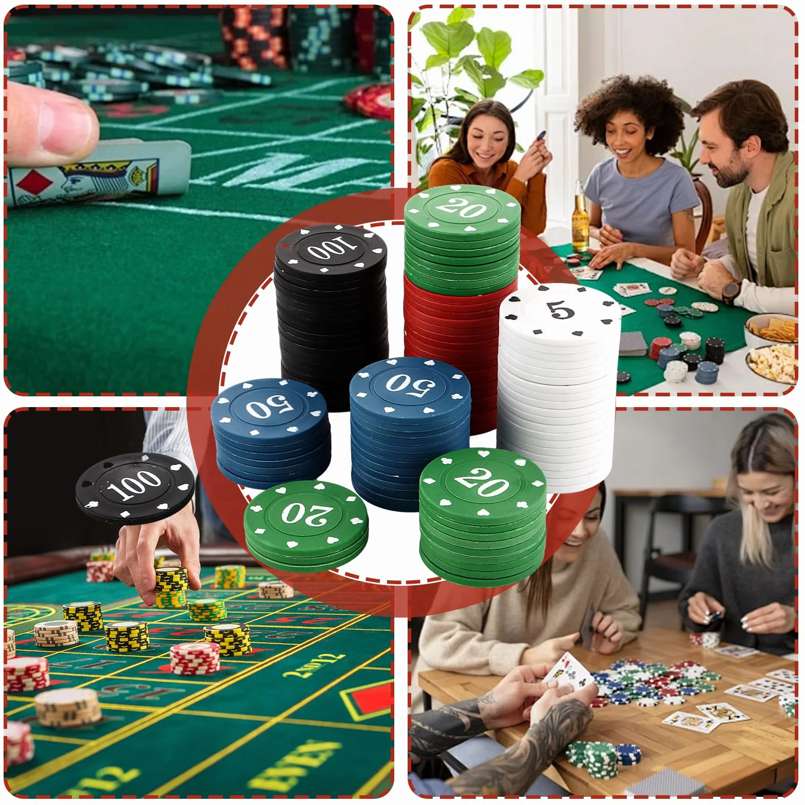 STARVAST 300 chip in plastica numerati 5/10/20/50/100 per viaggi e feste in famiglia