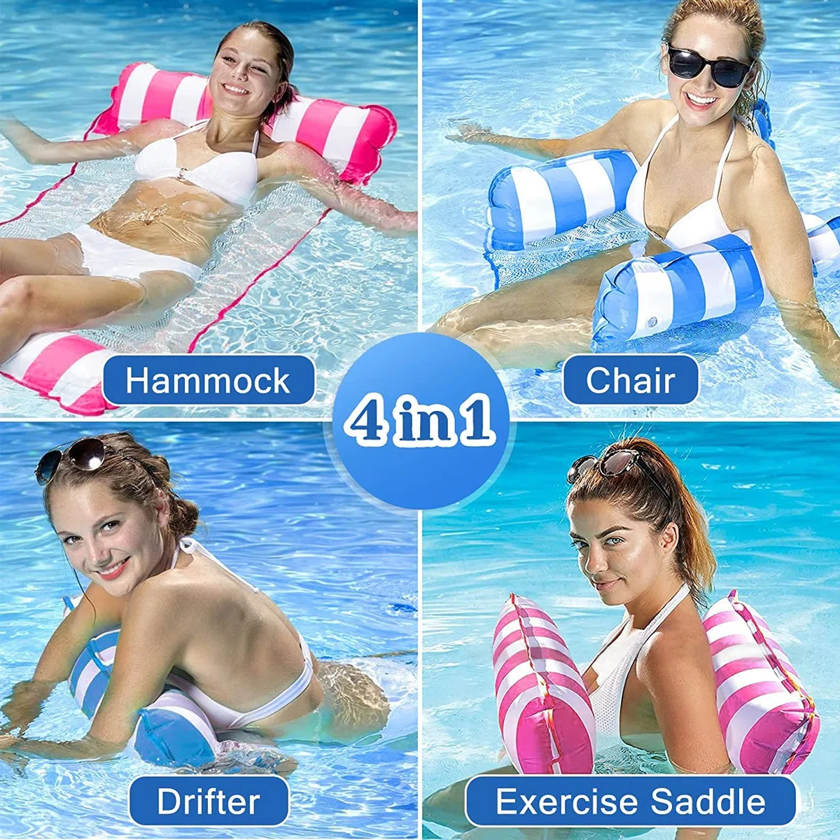 Amaca Gonfiabile adulti, Amaca Gonfiabile Piscina Reclinabile per Adulti Piscina Giochi Estiva Mare Beach Party, Lettino Pieghevole Piscina Gonfiabile con 1 Pompa