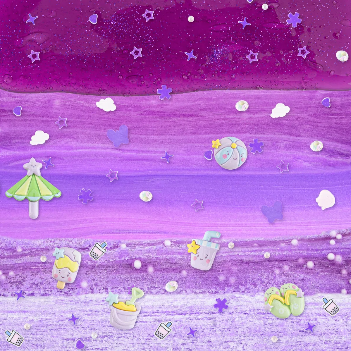 LAWOHO 6 Confezioni Kit Slime Viola - Cloud Slime, Butter Slime e Clear Slime, Slime per bambini con additivi, Bomboniere per feste Slime per ragazze e ragazzi, 360ml Slime per bambini (Spiaggia)