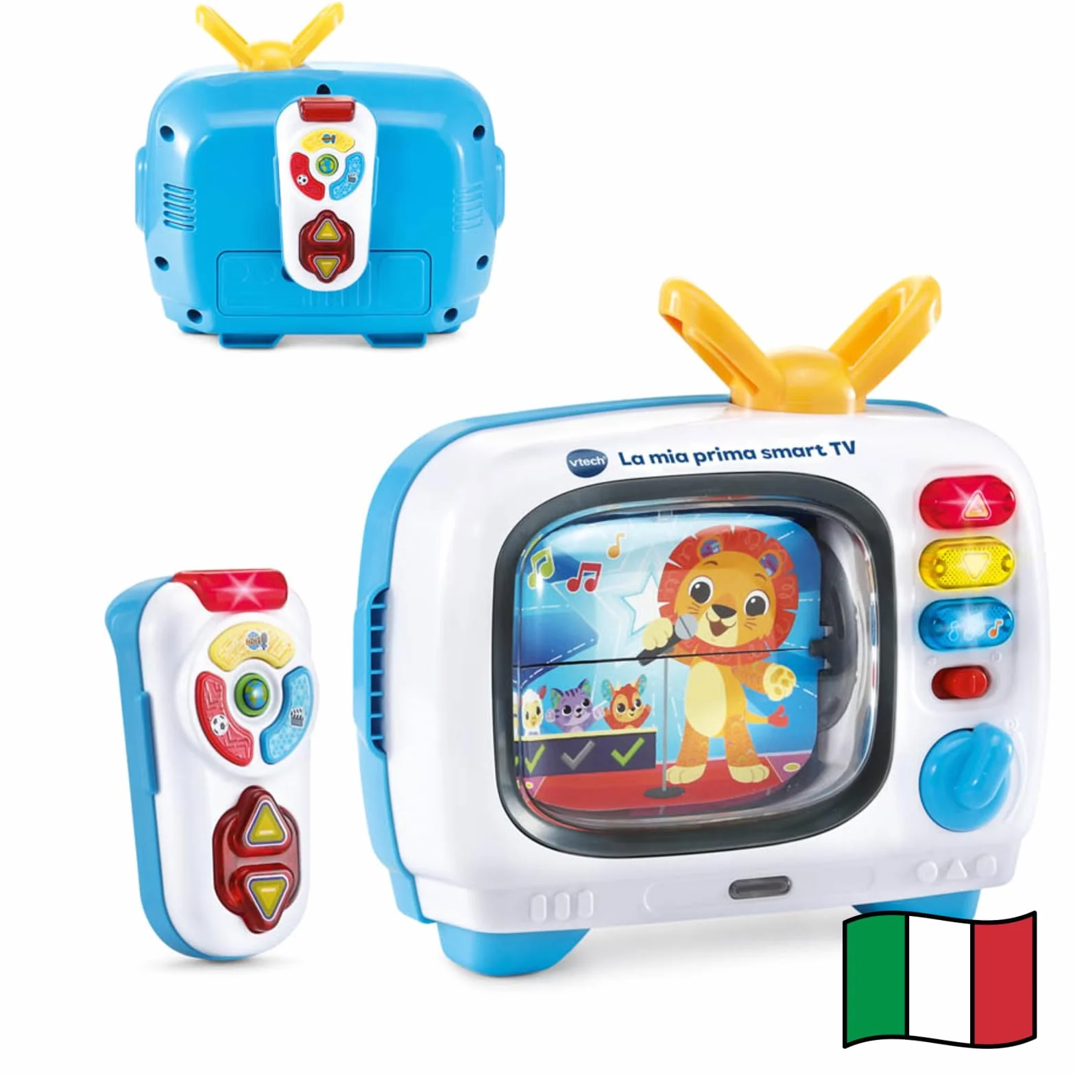 VTech La Mia Prima Smart TV, Televisione Interattiva per Bambini, Telecomando Interattivo Incluso, 10 Canali, 5 Canali Bilingue Italiano e Inglese, Spegnimento Automatico, Batterie Incluse, 12-36 Mesi