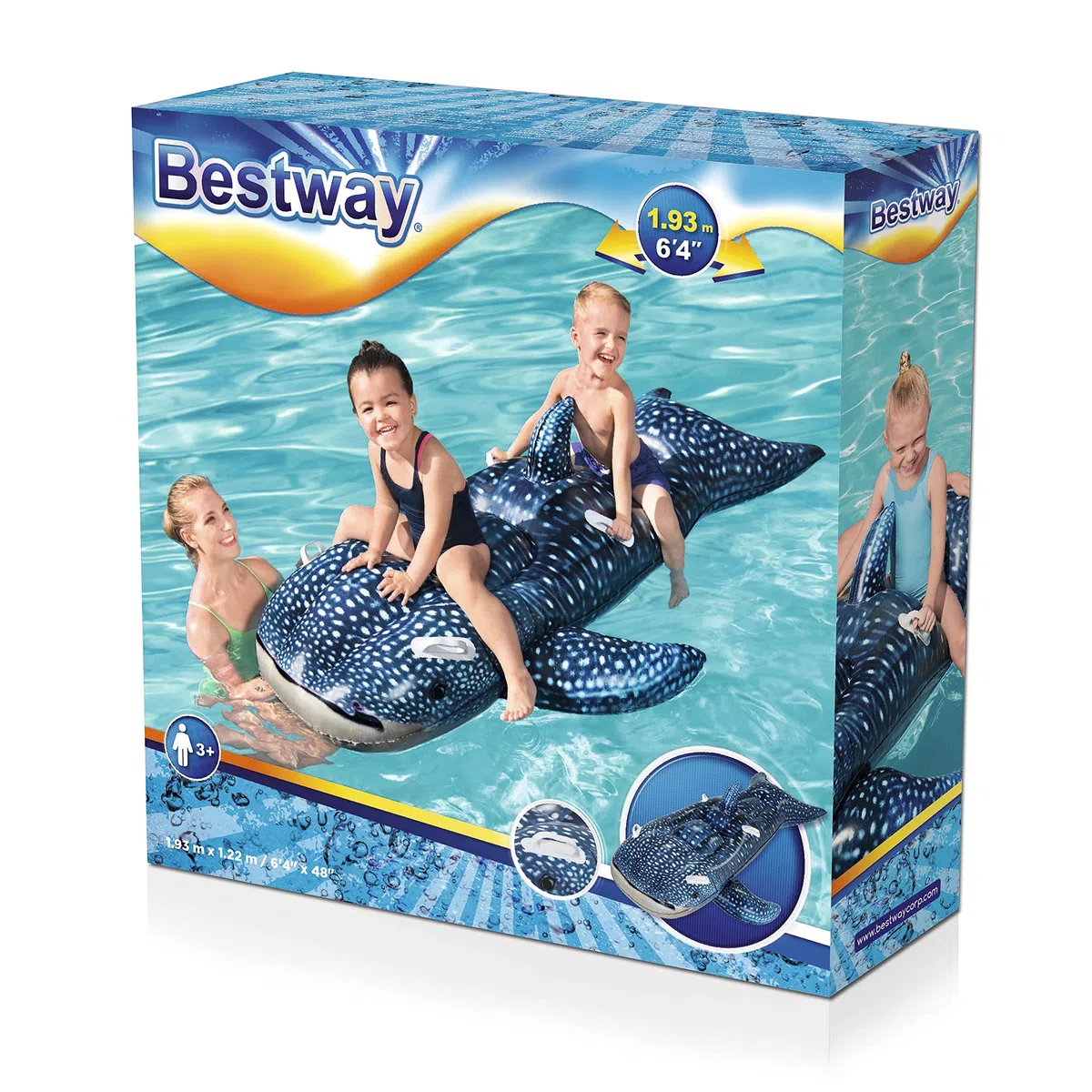 Bestway 41482 Cavalcabile gonfiabile per bambini a 2 posti Whaletastic Wonders