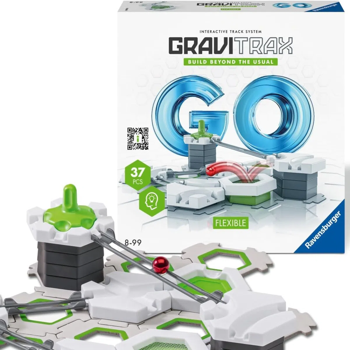 Ravensburger - GraviTrax: Go Flexible, Pista biglie 37 pezzi, Rompicapo bambini e adulti, Giochi bambini 8 anni e più, Gioco Interattivo ed Educativo STEM, Compatibile con tutti i produtti GraviTrax