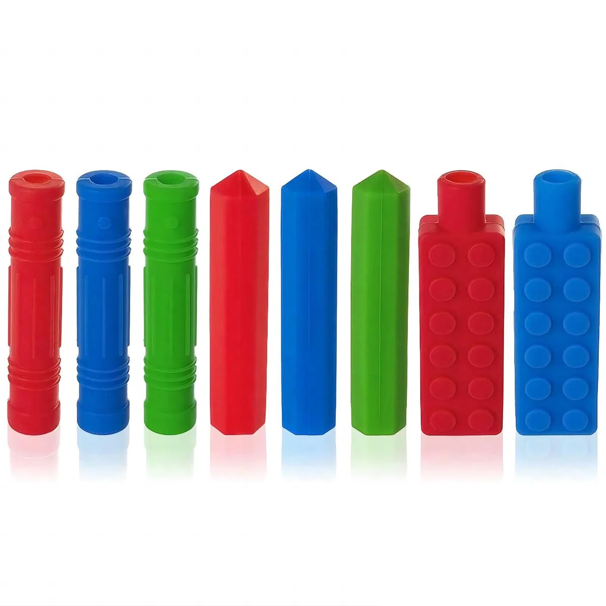8 topper masticabili per matite, in silicone, sensoriali, per esigenze speciali, autistico, ansia