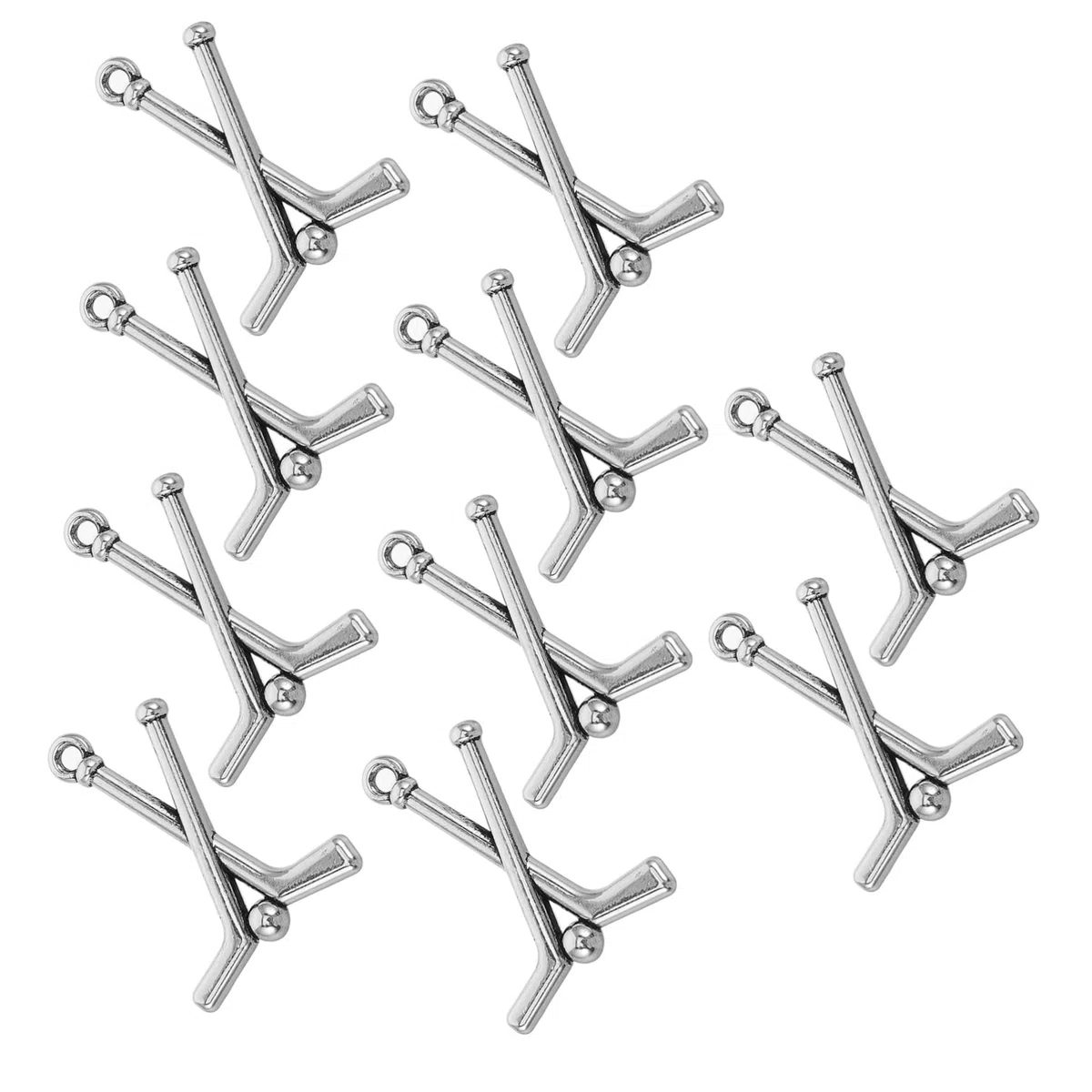 Alasum 10 Pezzi Ciondoli Stile Retrò Hockey Argento Antico in Lega di Zinco, Accessori Versatili e Resistenti per Collane e Bomboniere Sportive da Hockey