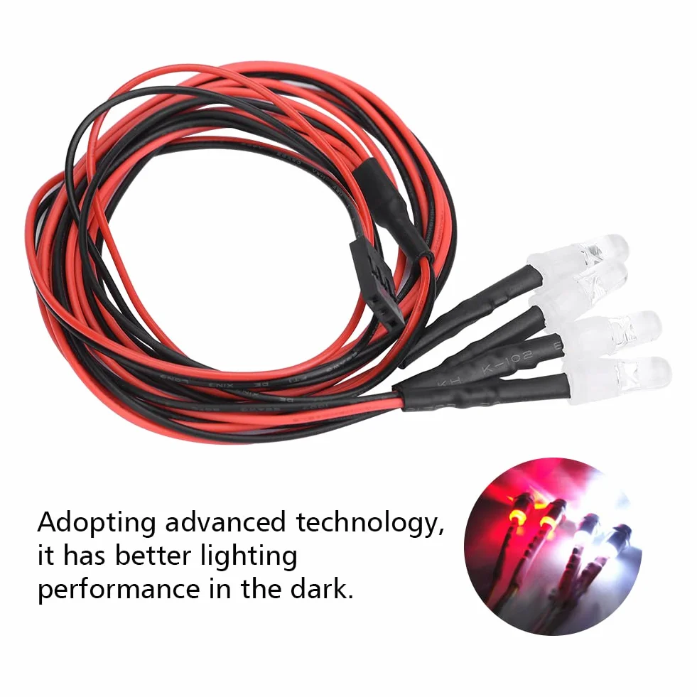Dilwe Luci a LED Modello RC, Set di Fanali Posteriori per Fanali 4Pcs 5mm Kit Luce LED Auto RC per Accessori per Camion 1/10 (13# luce Bianca + Luce Rossa)