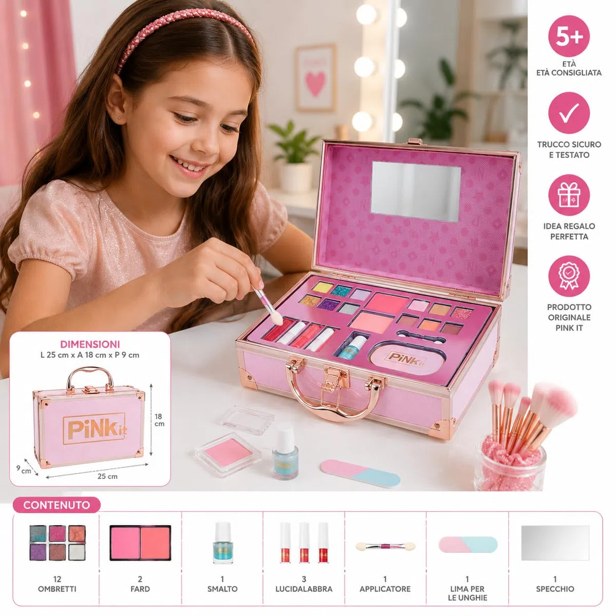 Set di Trucco per Bambini per Bambine, Valigetta trucchi 21 Pezzi Lavabile set di Trucchi per Bambini, Sicuro e Atossico Giocattolo Set Di Valigetta Trucchi Bambina (Make Up travel Case)