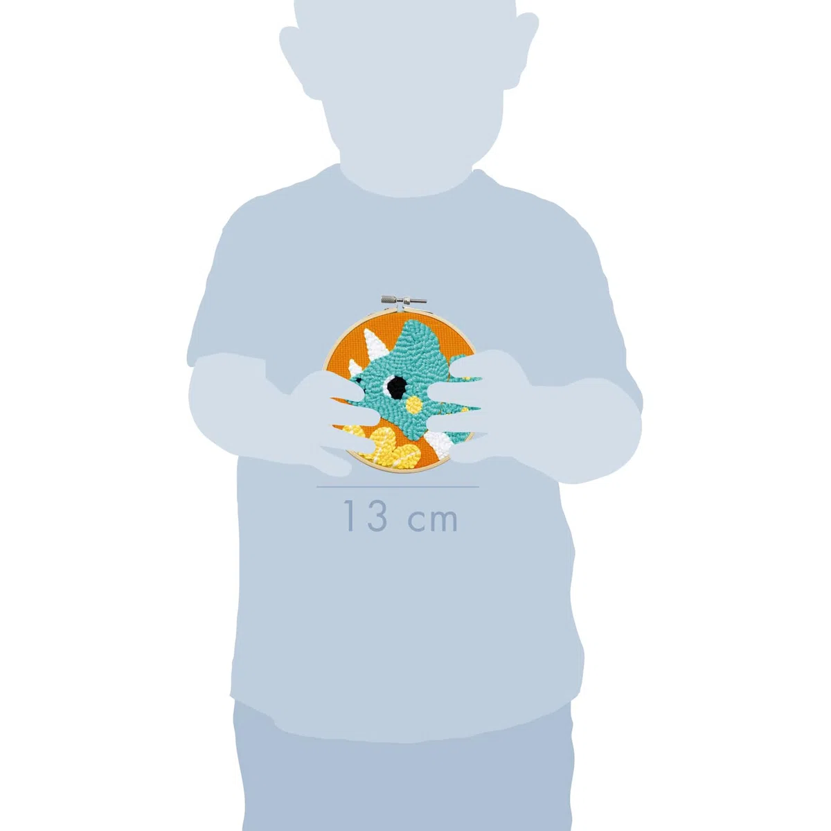 My Mandarine KC162C - un kit punto croce per bambini PUNCH NEEDLE - quadretto 18x18 cm - a partire dai 6 anni - DINO