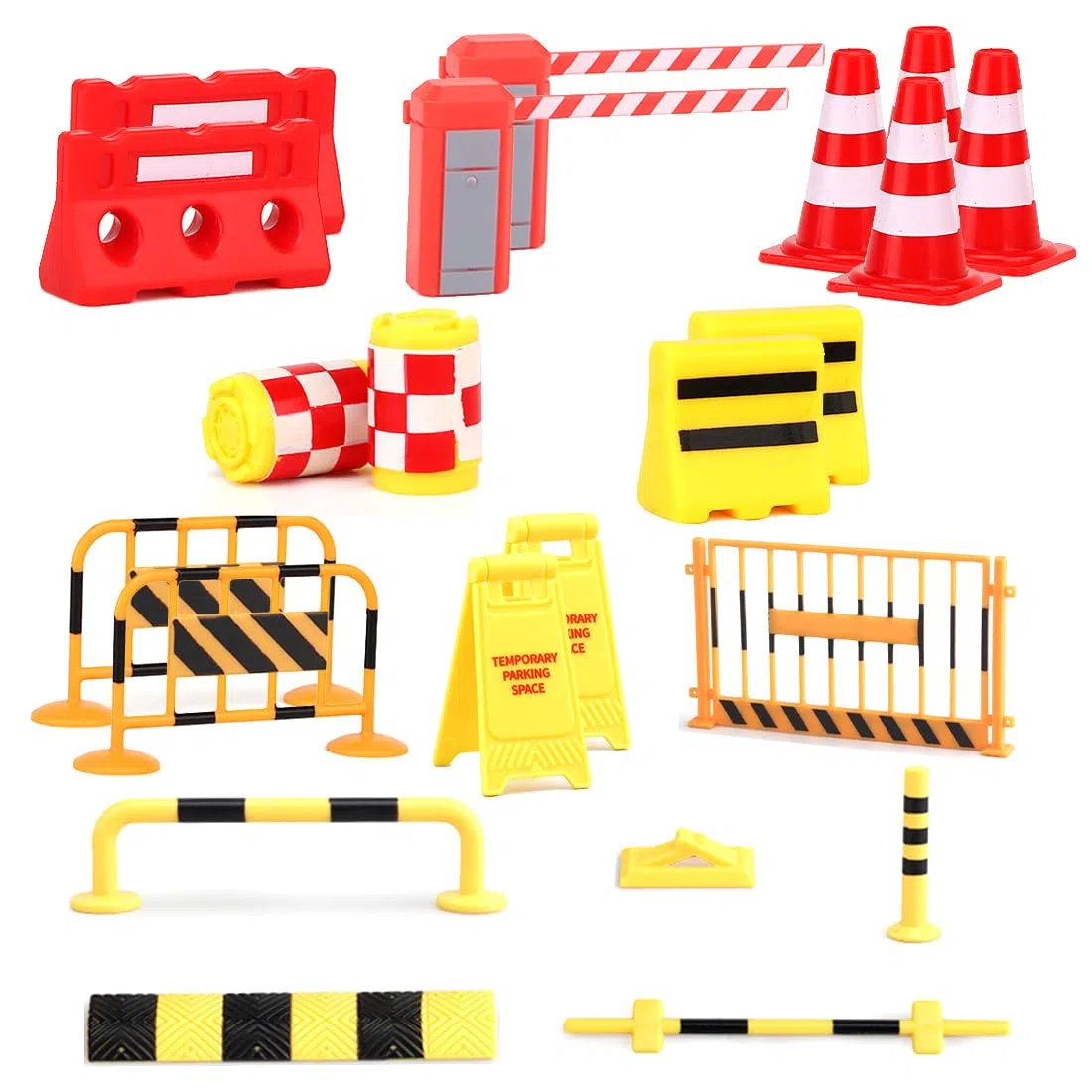 22 Pz Giocattolo di Scena Modello Segnali Stradali per Bambini Segno del Veicolo Stradale Blocco Stradale di Simulazione Segnali di Sbarramento Stradale Giocattoli Plastica