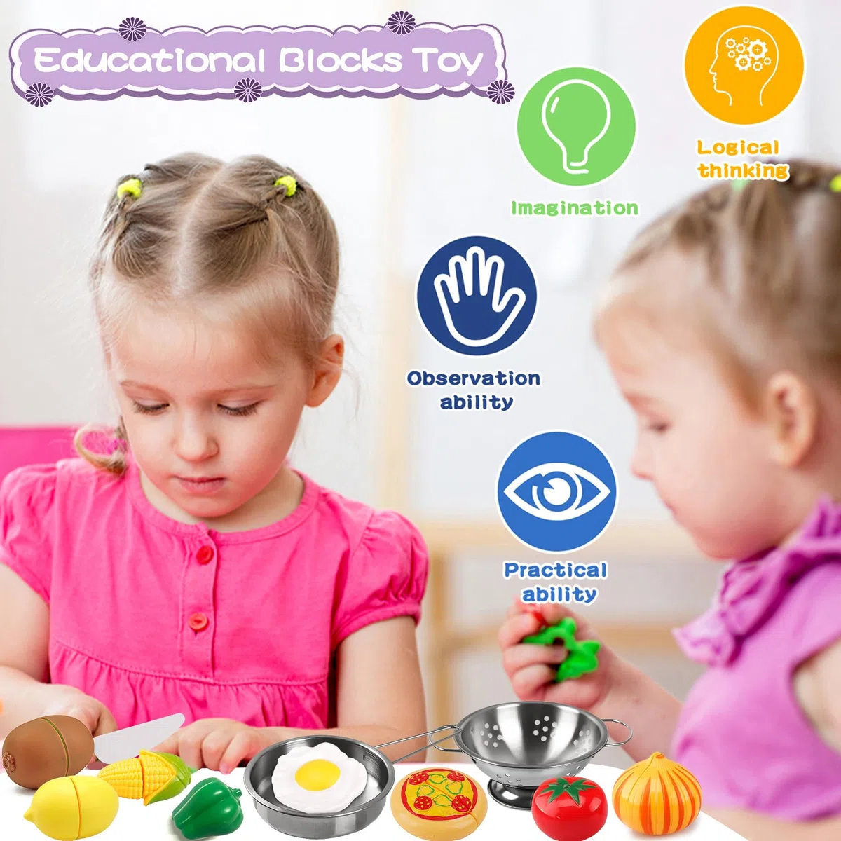 Set Cucina per Bambini 32 Pezzi - Accessori, Pentole e Padelle in Acciaio Inossidabile, Utensili, Grembiule - Giocattolo Educativo