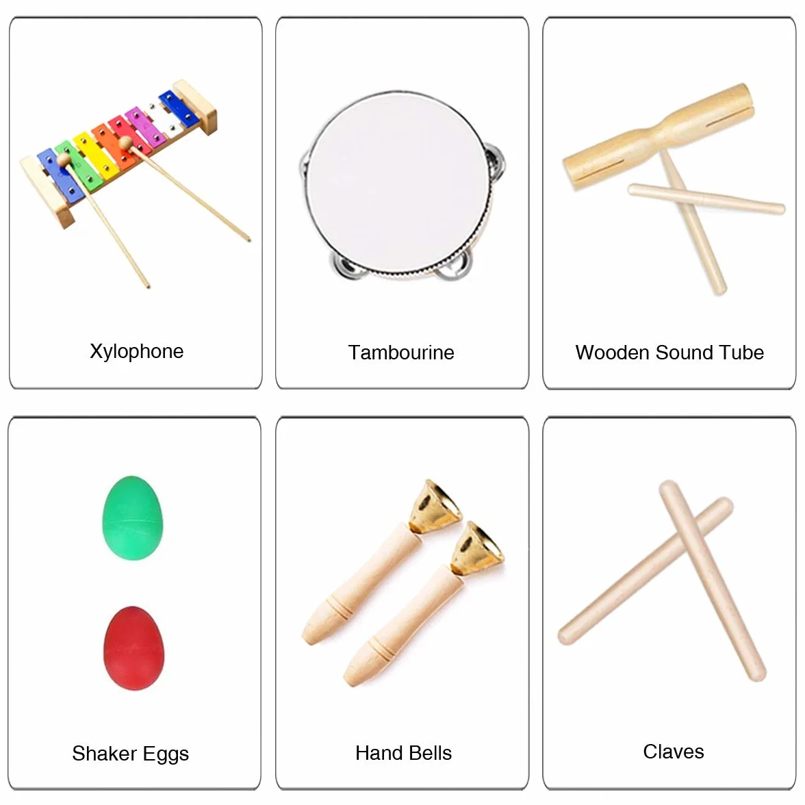 Strumenti Musicali per Bambini, Ulifeme 24 Pezzi Set Strumenti Musicali Percussioni Giocattolos in Legno, Giochi Musicali per Bambini, Regali Musicali Giocattoli con Una Borsa per il Trasporto