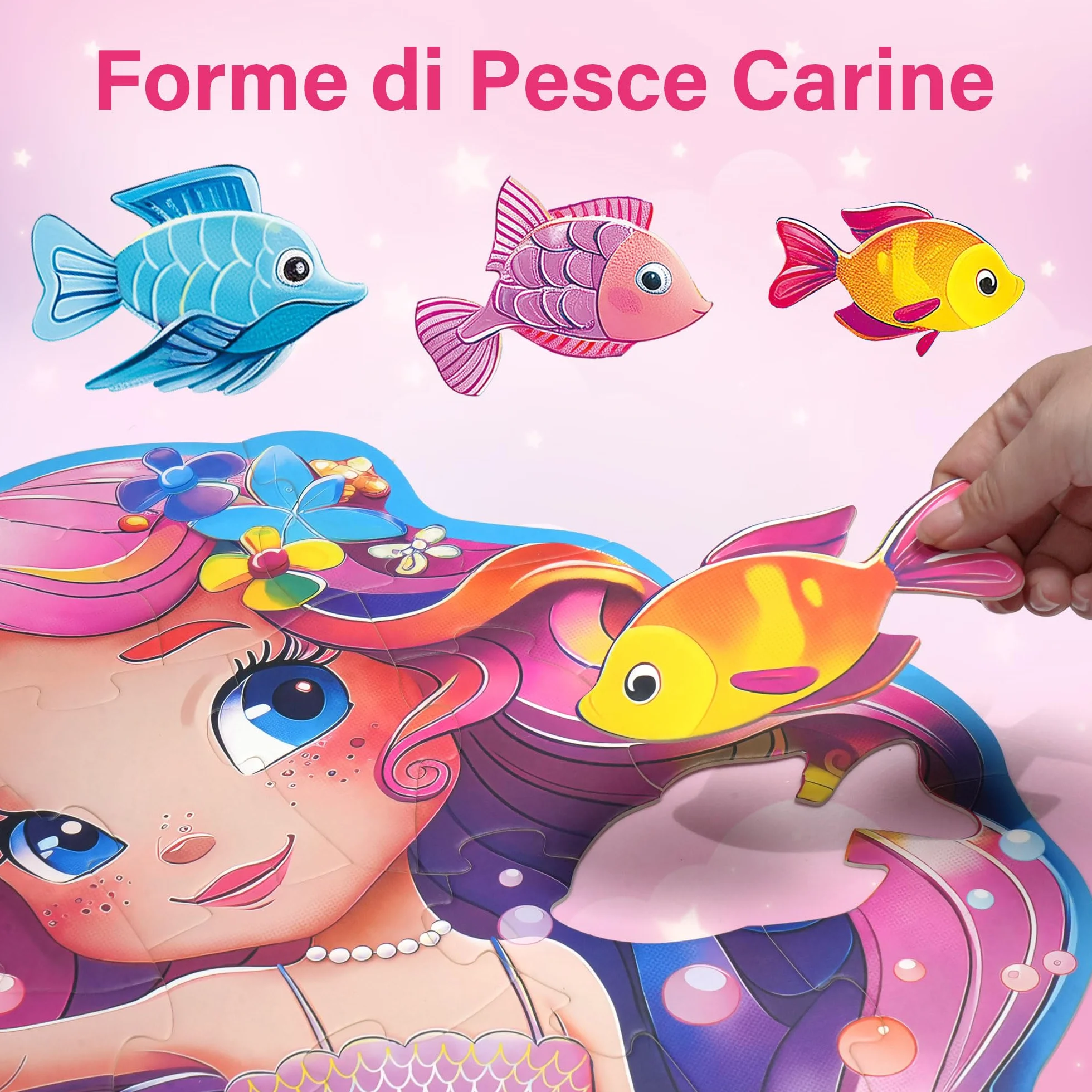 Puzzle Bambini 4 Anni XXL Sirene 52 Pezzi 66 x 70 cm Giochi Educativi 3-8 anni
