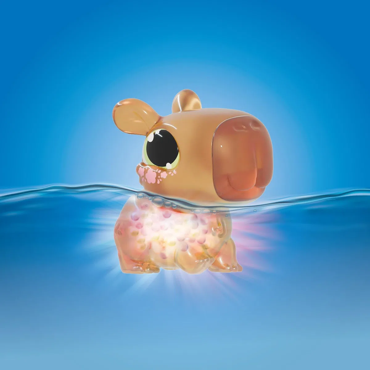 Animagic – Let’s Glo CAPYBARA Marrone - Animale Interattivo & Elettronico Luminoso per Bambini a Partire da 4 Anni - Giocattolo che Brilla nell'Acqua - Capybara Elastico - Giocattolo da Bagno