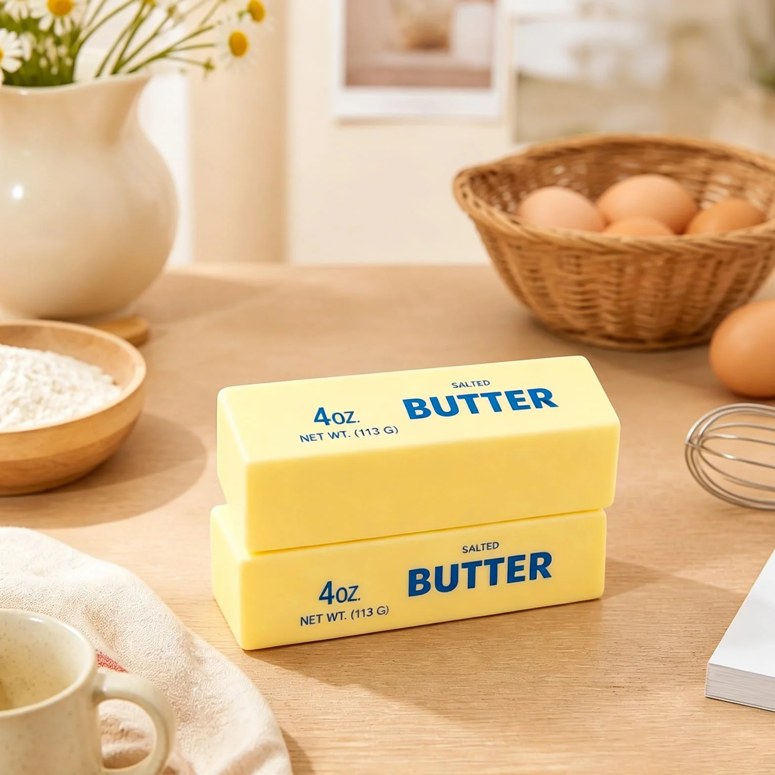 Lyreh 4pz Giocattolo da Spremere di Burro, Bastoncino di Burro Giocattoli a Lenta Crescita in Materiale PU per Ufficio Scuola Calma(Giallo Chiaro)