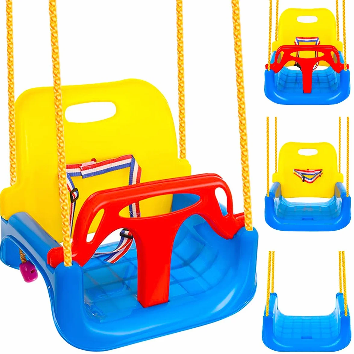 KRUZZEL Sedile per altalena con schienale e seduta, per bambini piccoli e grandi, blu, adatto per interno ed esterno, trasformabile, cresce con il bambino, 23552