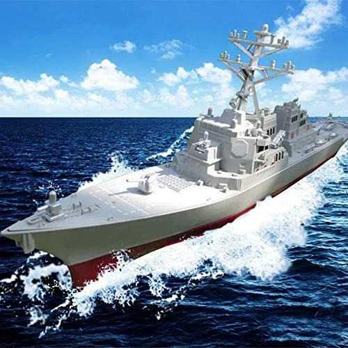 Distruttore Missilistico Guidato Modello di Nave Giocattoli Statici con Banco di Mostra Modello di Nave da Guerra Giocattoli Educativi DIY Hobby Regalo per Bambini