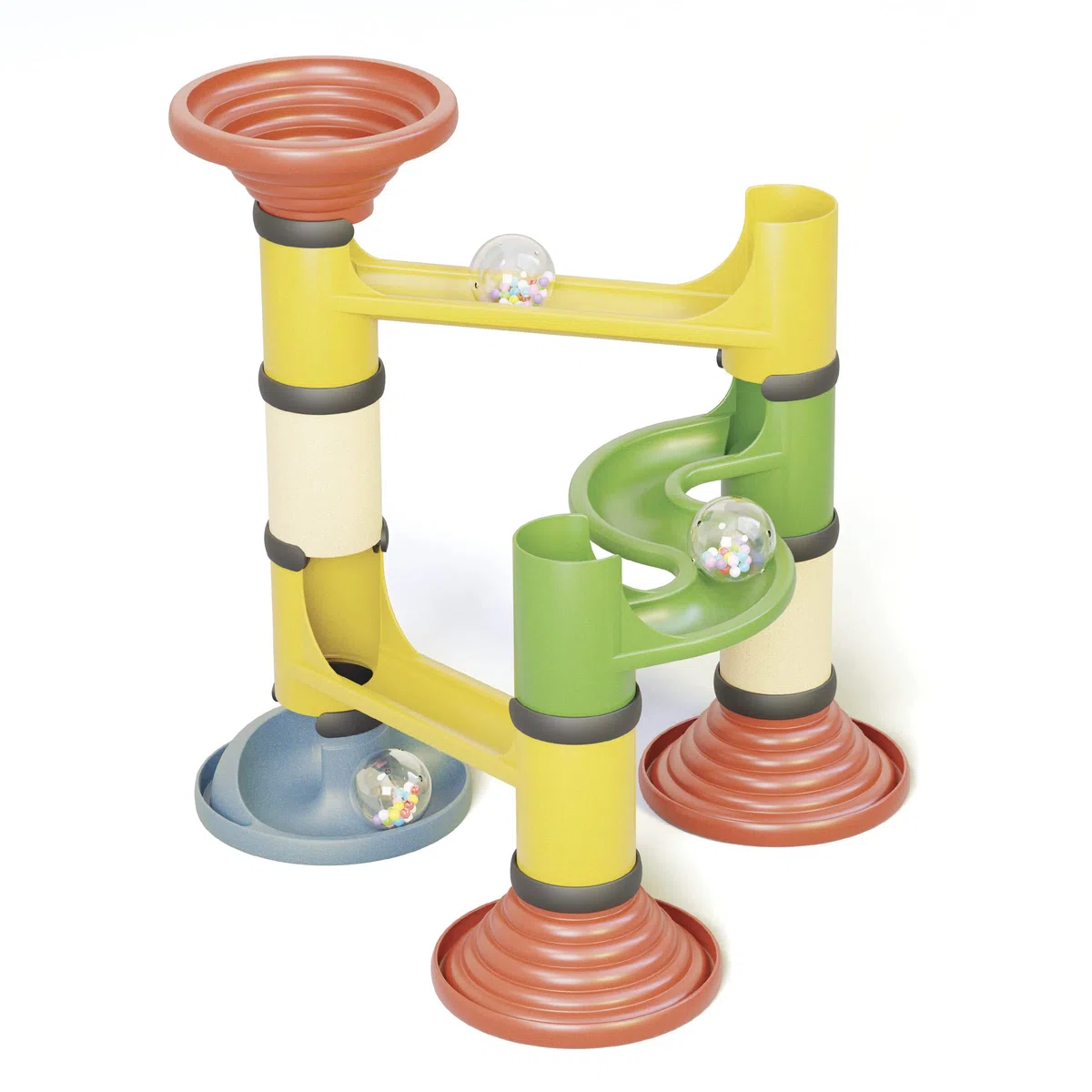 Quercetti Migoga Junior Bio Pista Biglie Per Bambini a Partire dai 18 Mesi Costruzioni Grandi Per Bambini In Bioplastica, Gioco Costruzioni Con Grandi Biglie Sonaglio, Percorsi Creativi e Sensoriali