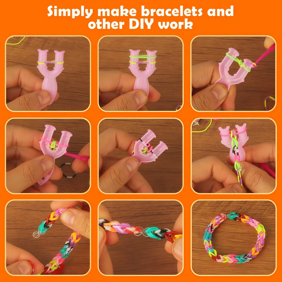 YeeQo 4100+ Set Elastici Per Braccialetti Colorati, fai da te per Elastici Braccialetti Kit per Bambini con 54 scomparti, comprensivo di telaio, ciondoli, perline, giocattoli creativi e regali