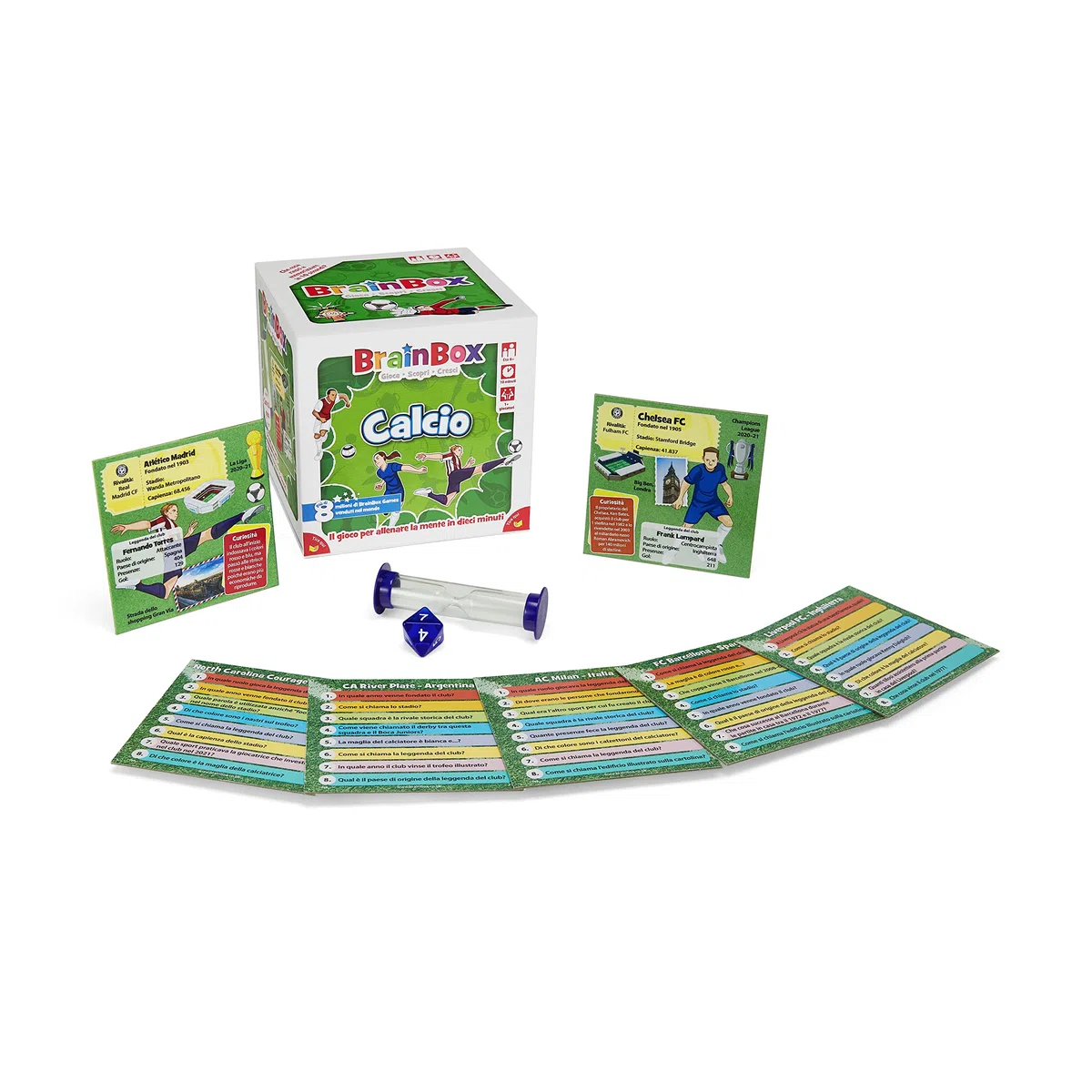 Asmodee - BrainBox: Calcio, Gioco per Imparare e Allenare la Mente, 1+ Giocatori, 8+ Anni, Ed. in Italiano, G1-13909