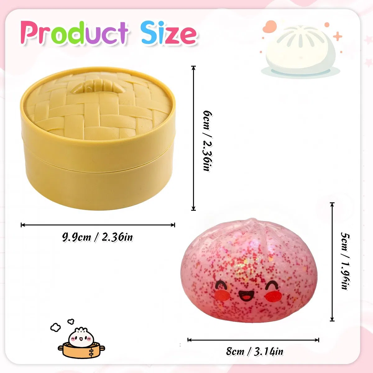 Giant Dumpling Squishy, Mystery Dumpling Squishy, Gigante Glitter Squishys Ravioli, Palla Antistress Gigante Misteriosa, Divertente Giocattolo Antistress Bao Bun Con Vaporiera Per Bambini Adulti