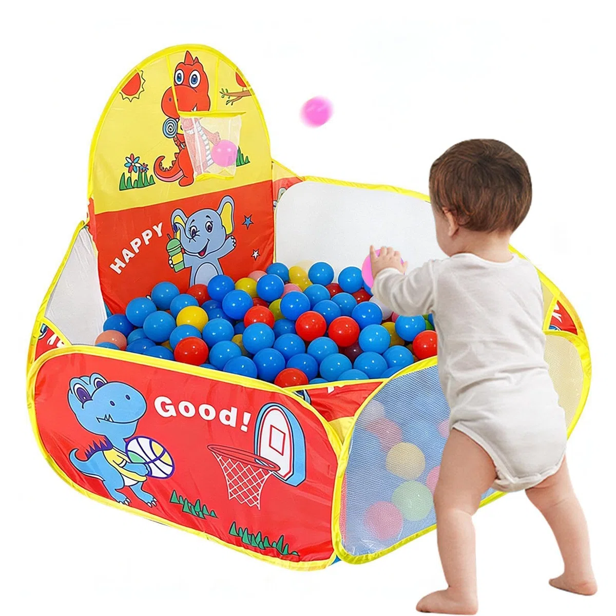 Piscina per palline per bambini - Tenda da gioco pieghevole con canestro da basket, mini vasca per palline addensata | Casetta da gioco portatile per interni ed esterni per il Ringraziamento, complean