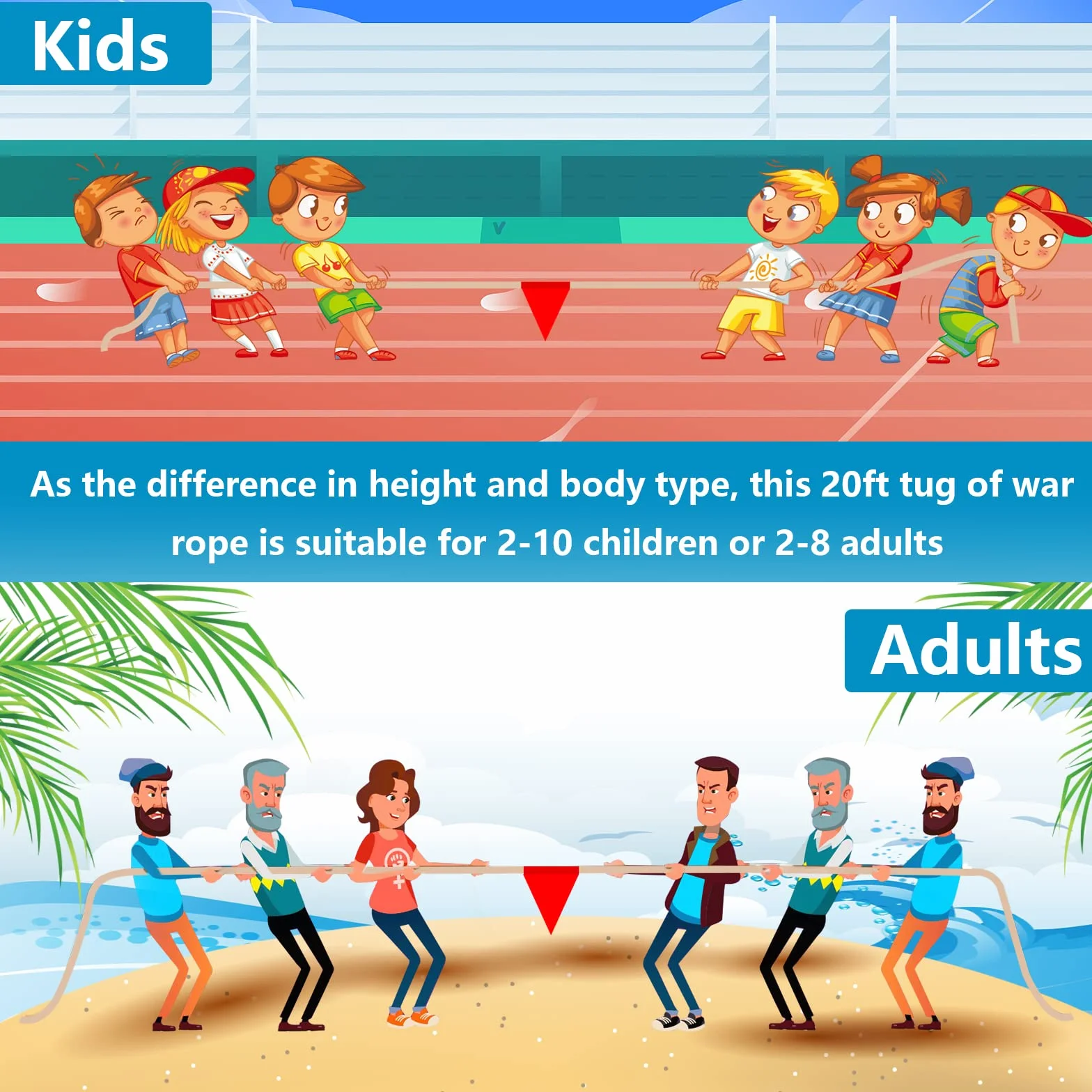 CWLAKON Giochi all'aperto Tiro alla fune per bambini e adulti, giochi per feste di compleanno per riunioni di famiglia, giochi estivi all'aperto in cortile, giochi di prato, campeggio, picnic, giochi