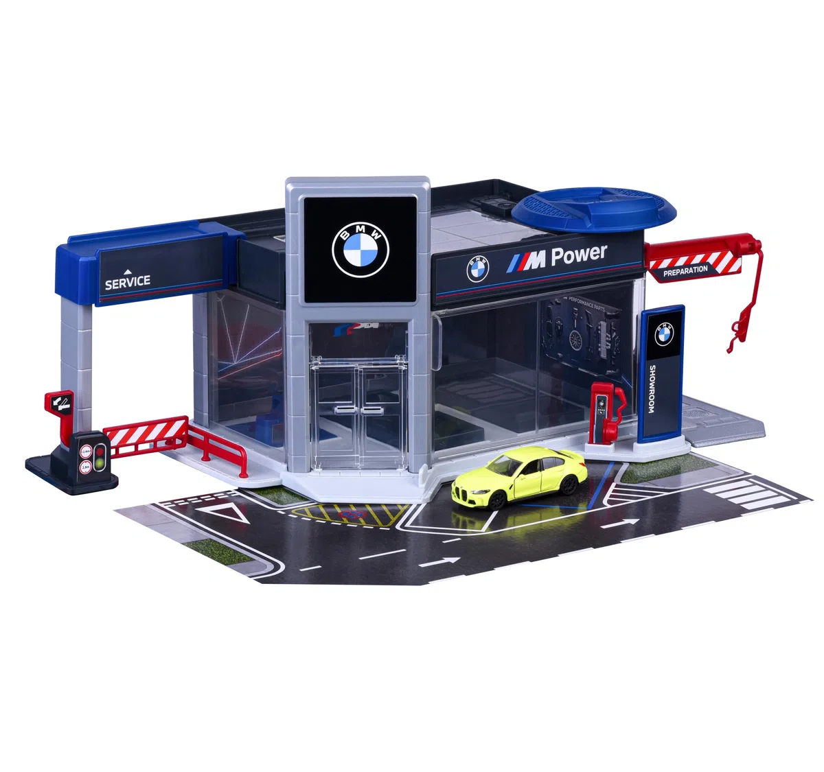 Majorette - BMW Showroom Set + 1 Auto – Playset Concessionaria con Veicolo Incluso, Set da Gioco per Bambini e Appassionati di Auto, Idea Regalo Ufficiale BMW, Art. 8502106000, +3 anni